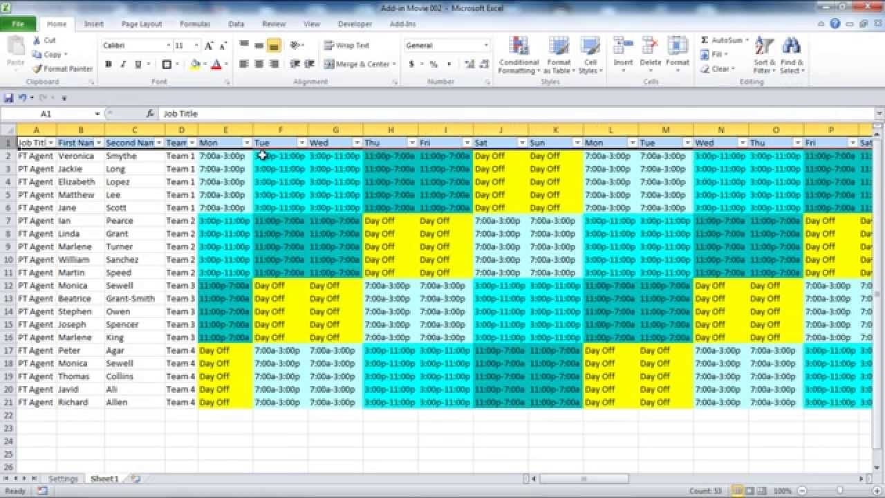 Creating Your Employee Schedule In Excel - Youtube pertaining to 4 Week Blank Rotating Schedule Calendar