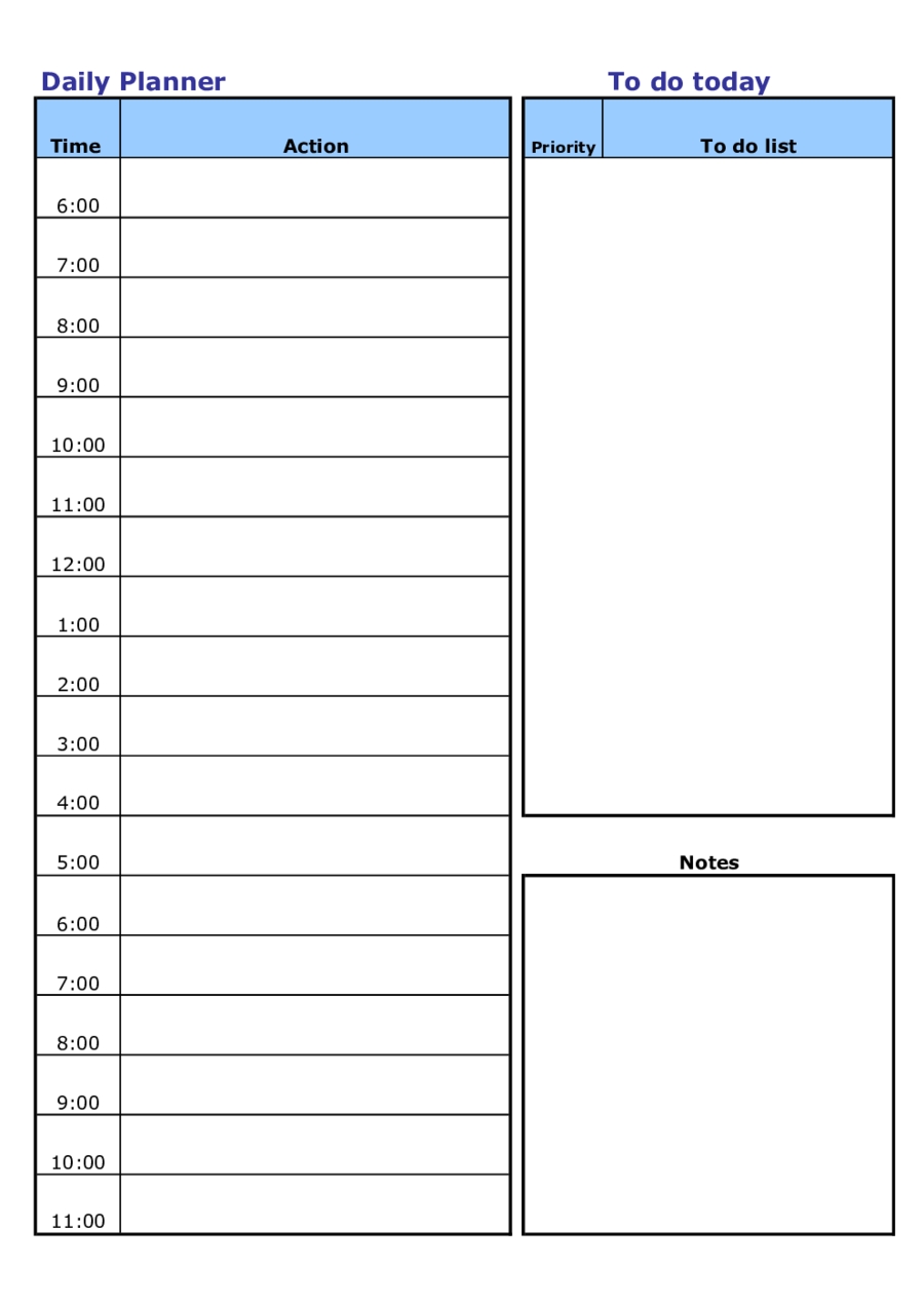 Daily Calendar With Hourly Time Slots