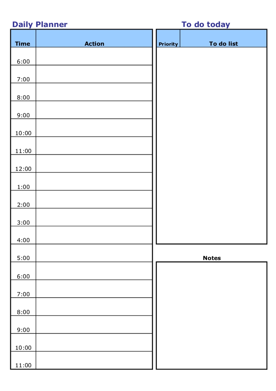 Daily Agenda Calendar Template Hourly Planner Free Time Slot regarding Printable Hour Time Slot Schedule