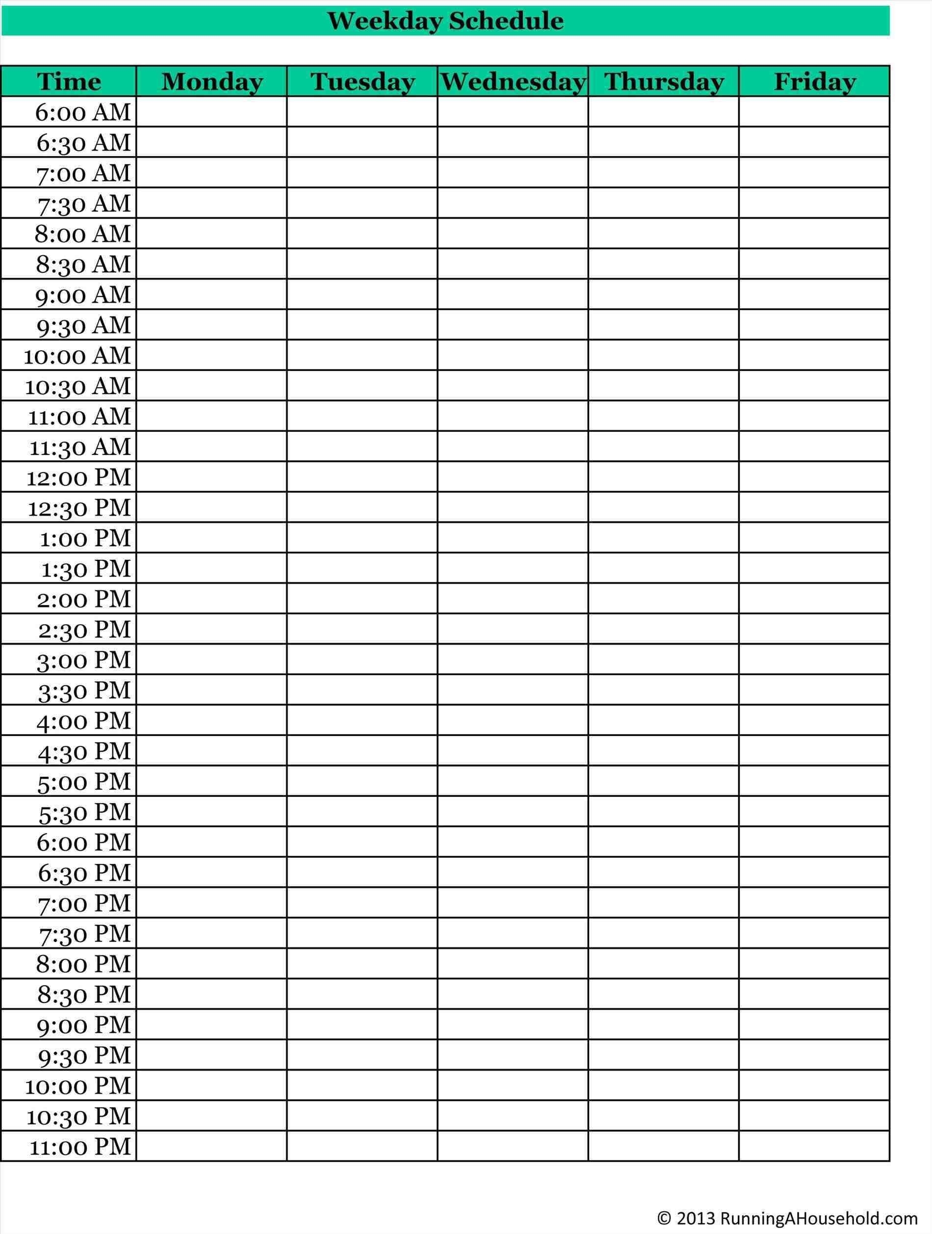 15 Minute Increments Schedule