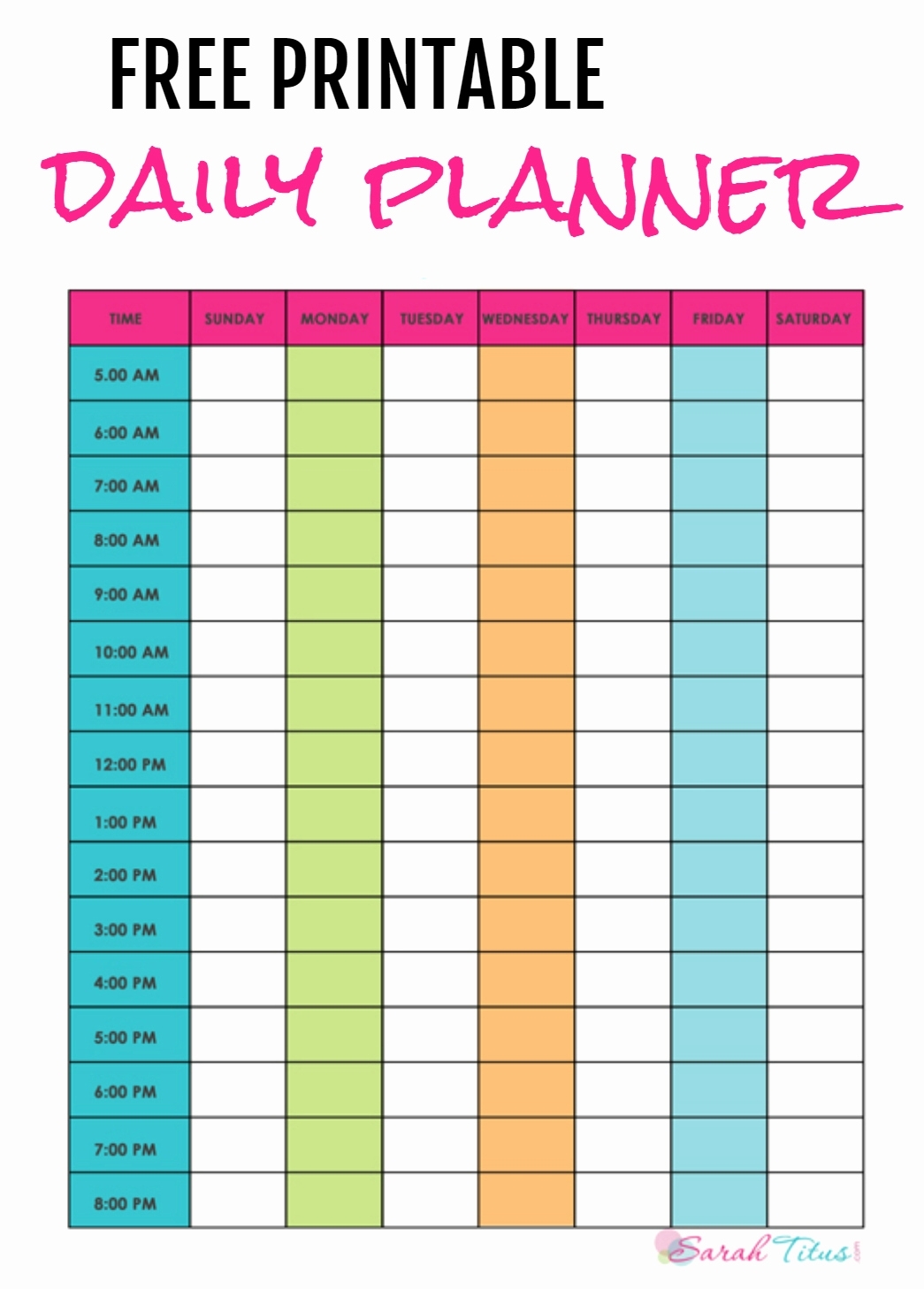 Daily Calendar With Time Slots Printable Free Daily Planner within Day Calendar With Time Slots