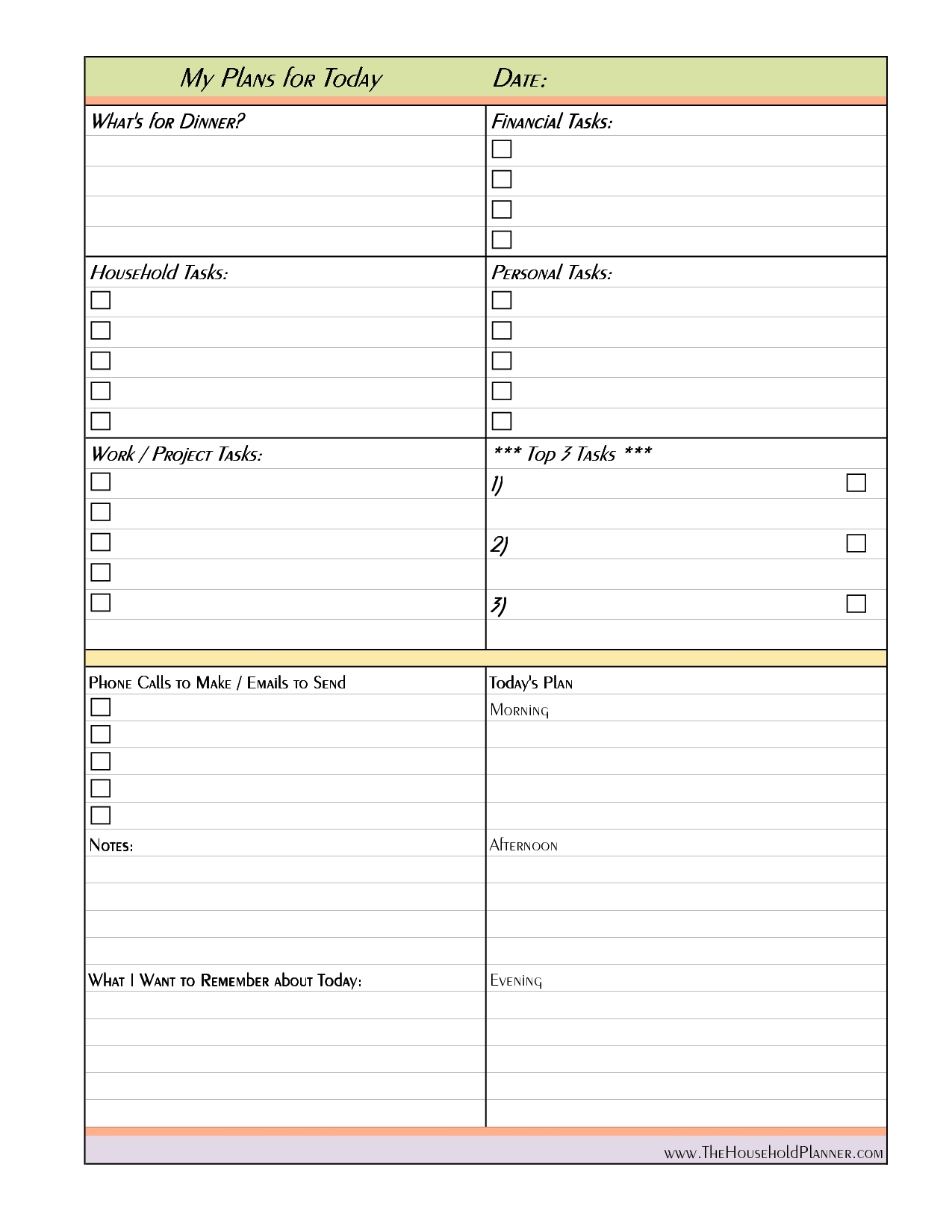 Daily Project Organizer Templates Free | Free Printable Daily regarding Daily Planner Template Printable Free