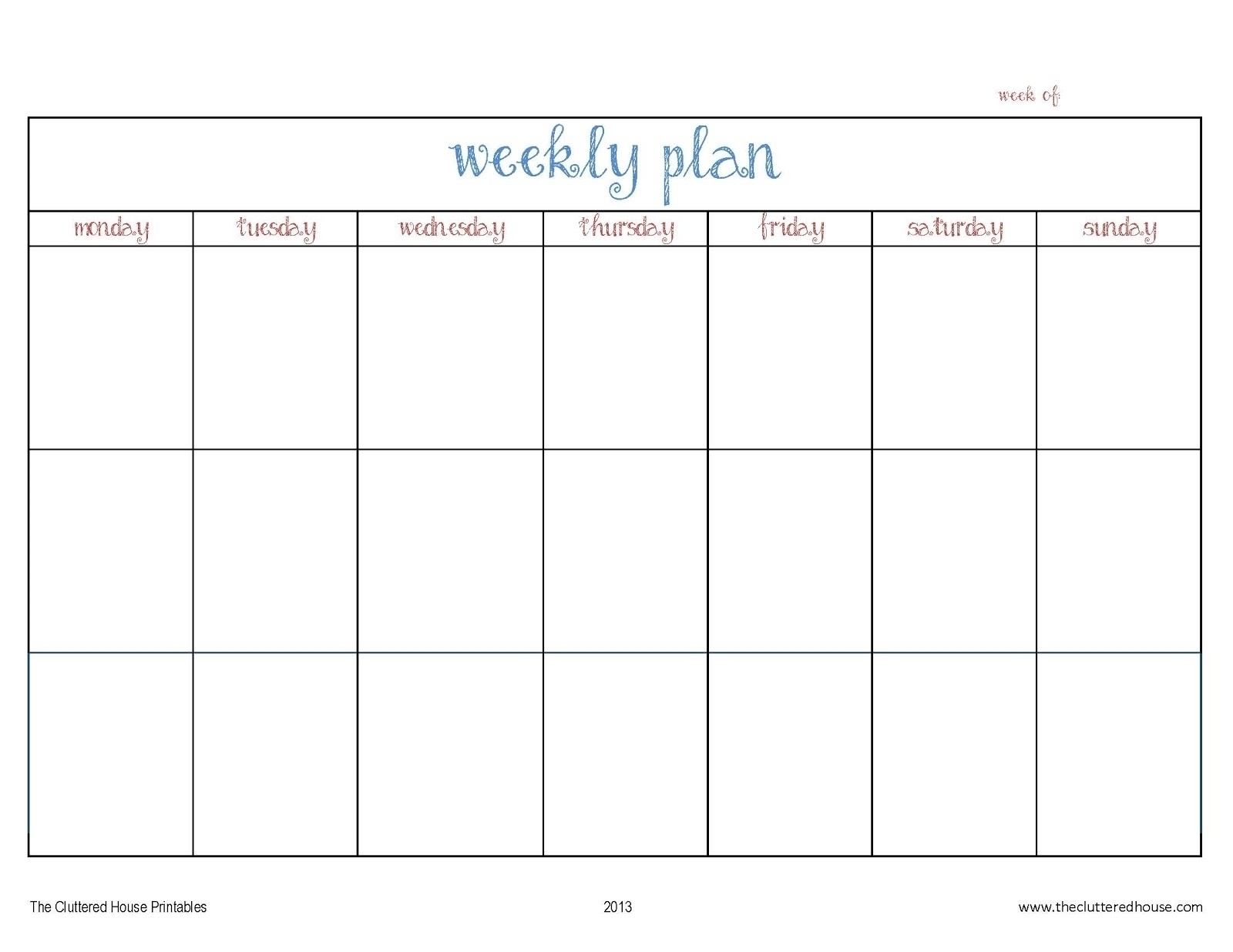 Day 7 Weekly Planner Template | Template Calendar Printable pertaining to 7 Day Week Blank Calendar