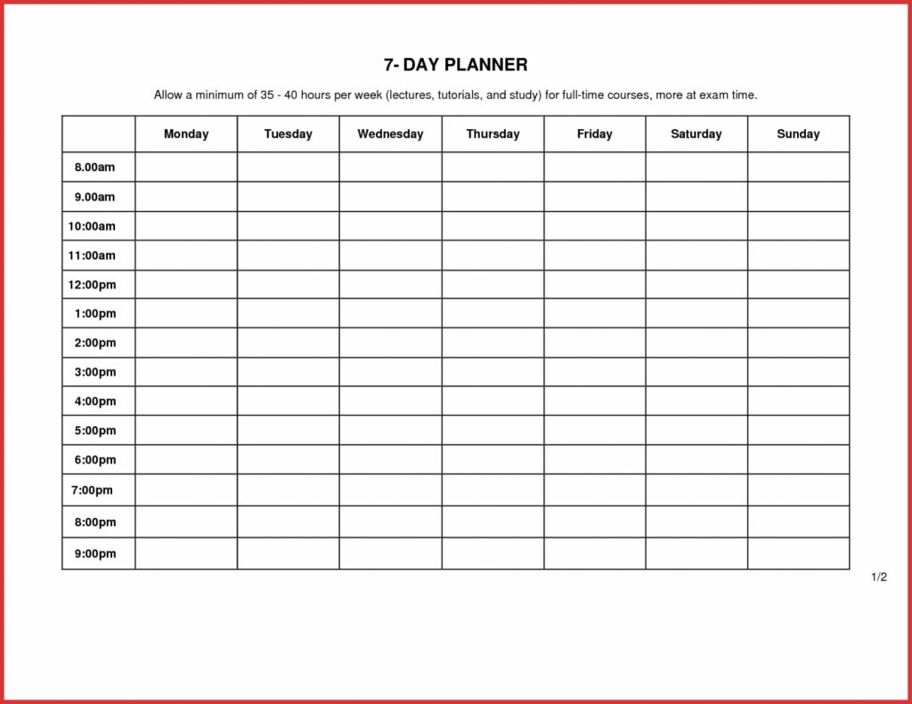 Day Planner Printable Schedule Template Weekly Pdf Blank Food | Smorad in Large 7 Day Printable Schedules
