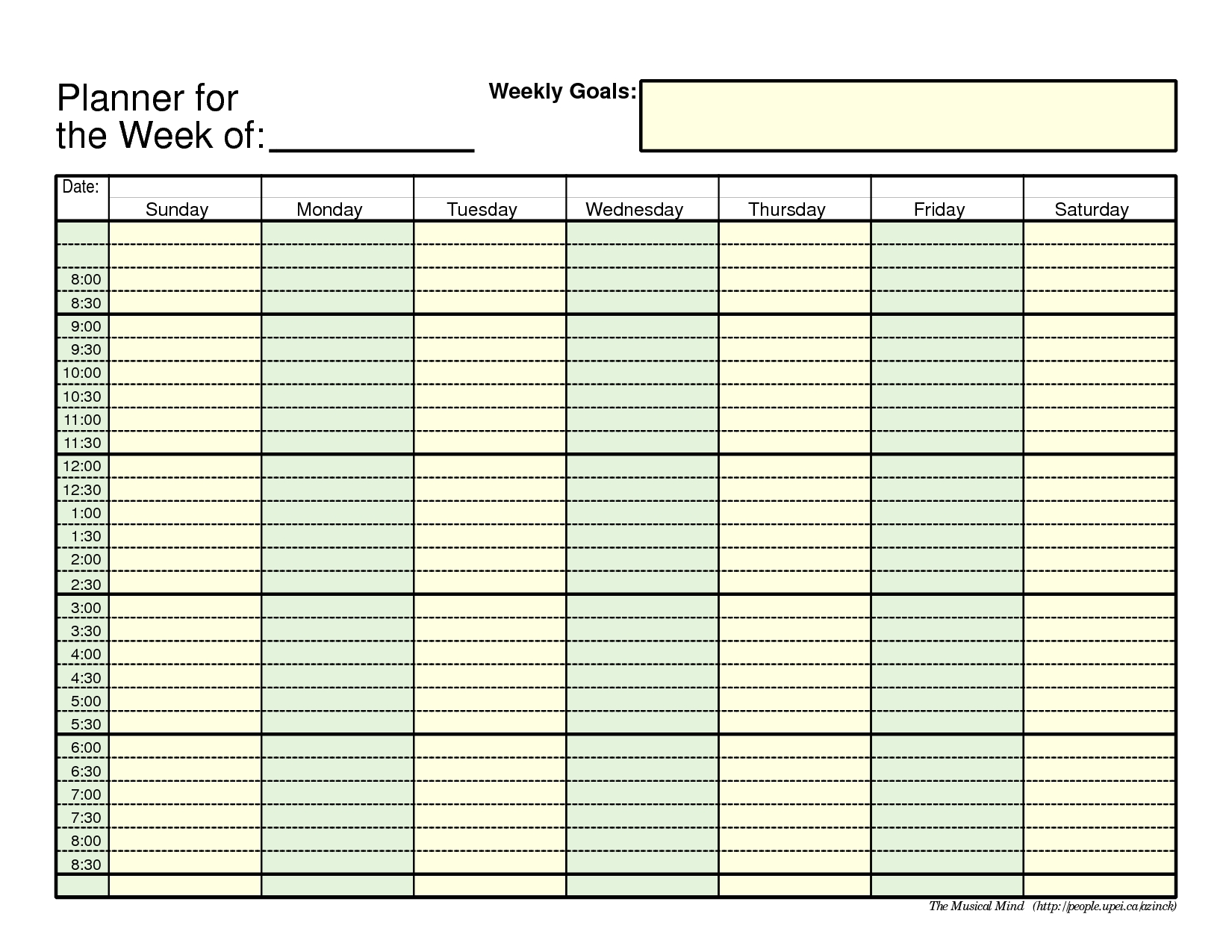 work week schedule template pdf