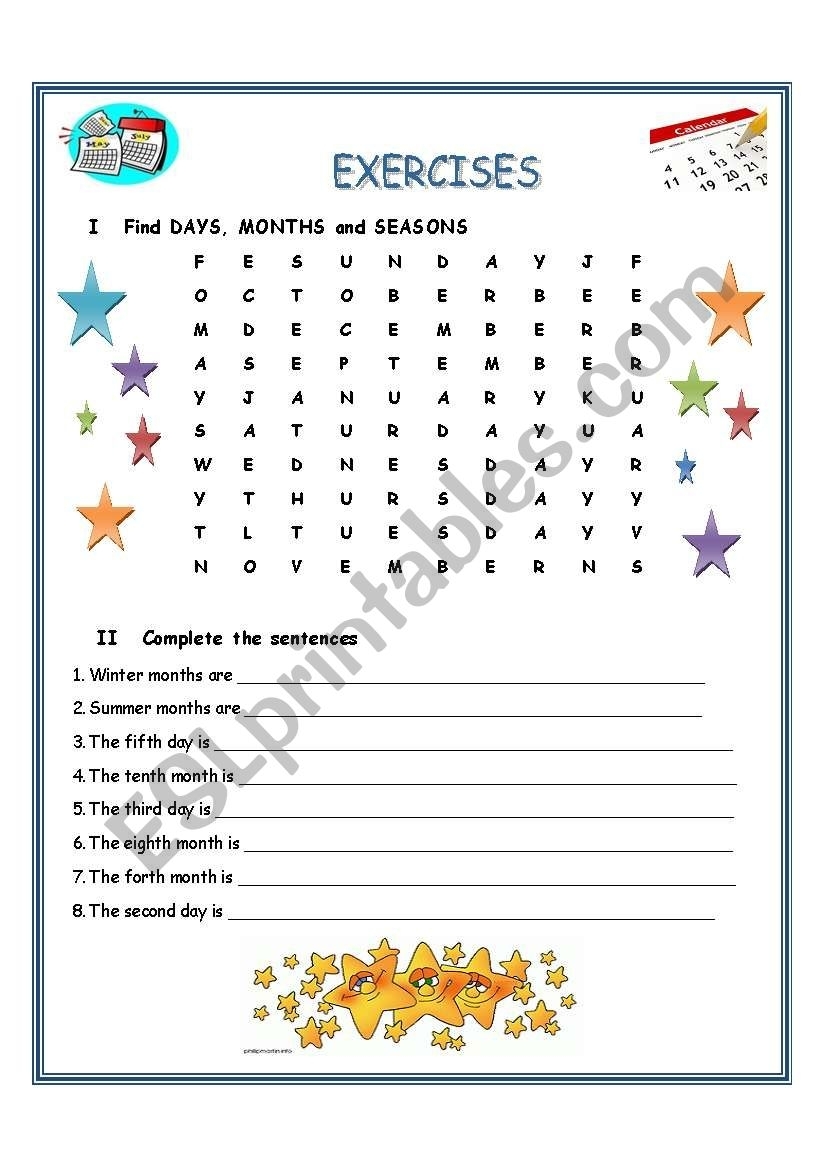 Days, Months, Seasons, Ordinal Numbers And Dates - Esl Worksheet pertaining to Numbers Days Of The Month