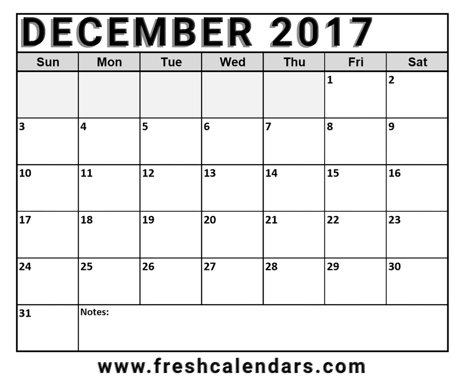 Printable Nov Dec 17 Calendar