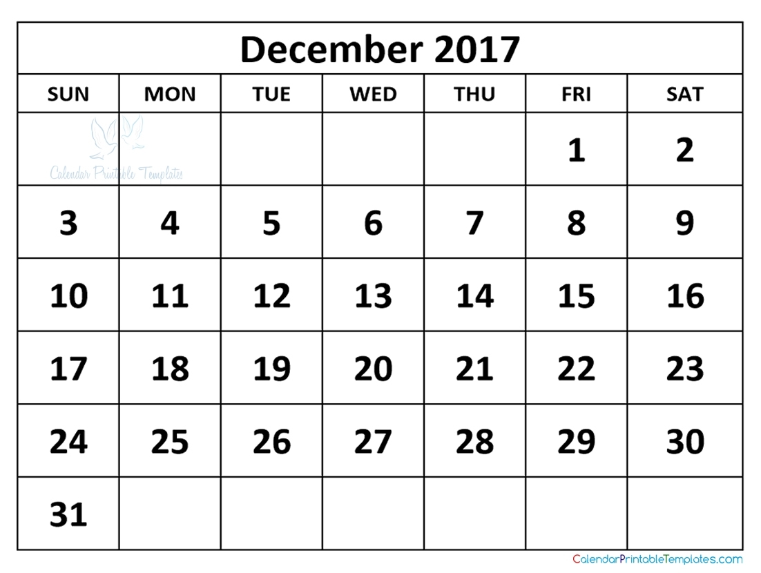 December 2017 Calendar Pdf | Printable Calendar Template within Printable Nov Dec 17 Calendar