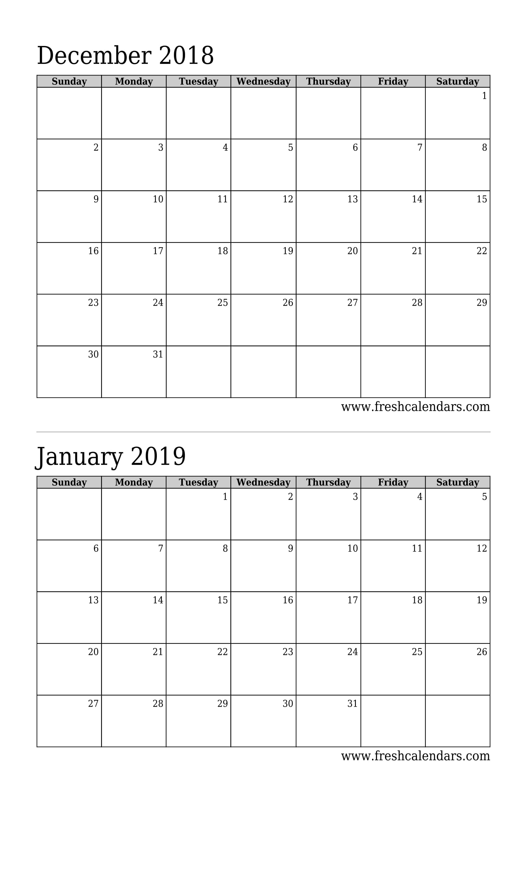 December 2018 Calendar Printable - Fresh Calendars regarding 2 Month Calendar Template Printable