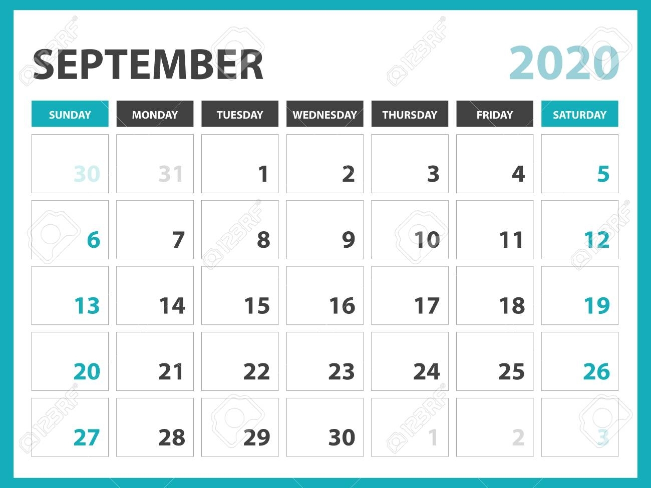 Desk Calendar Layout Size 8 X 6 Inch, September 2020 Calendar inside 10 X 8 Planner Template