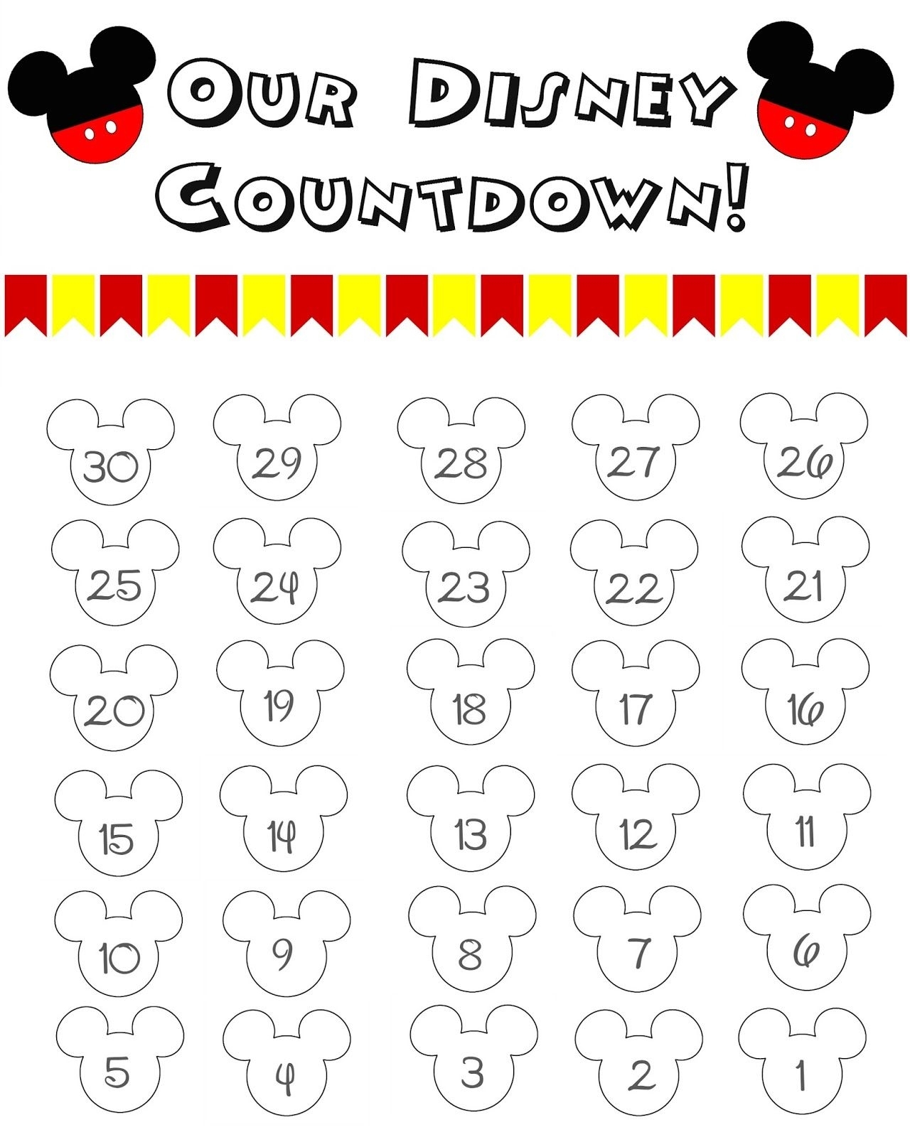 Disney World Countdown Calendar - Free Printable | The Momma Diaries with regard to Free Printable Vacation Countdown Calendar