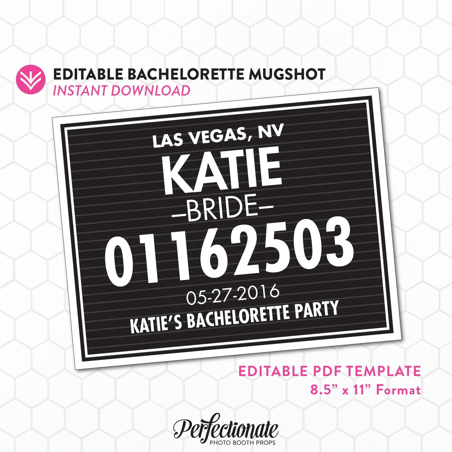 Diy Bachelorette Mugshot Sign Template Unlimited Personal | Etsy in Bachelorett Fill In Blank Templets