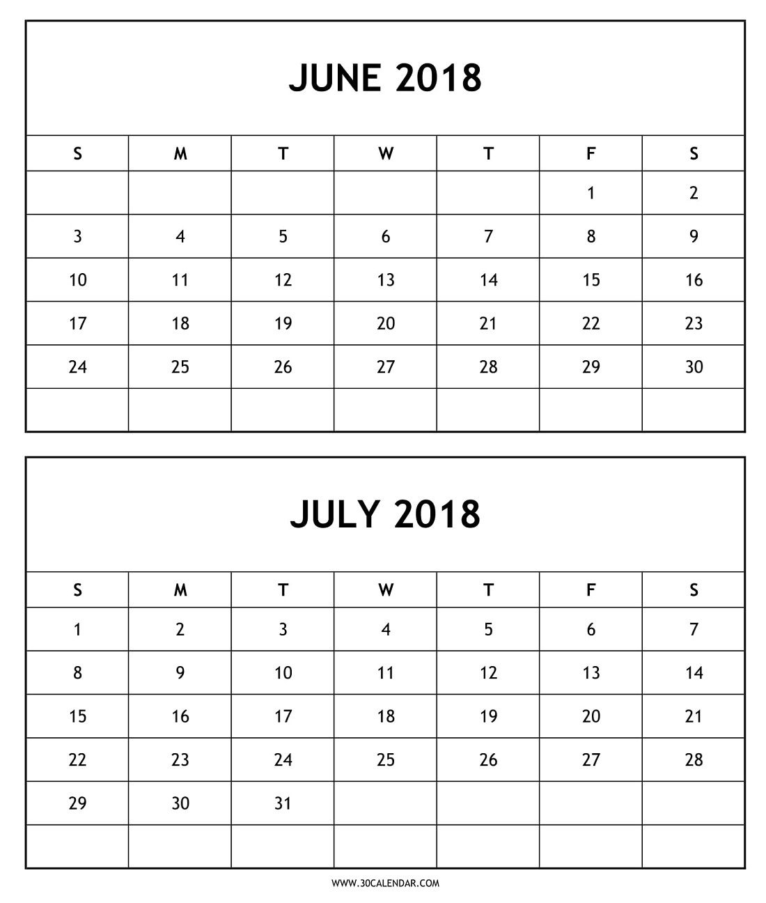 Download And Edit Calendar June July 2018 | 2018 Calendar | Calendar pertaining to Calender For June And July