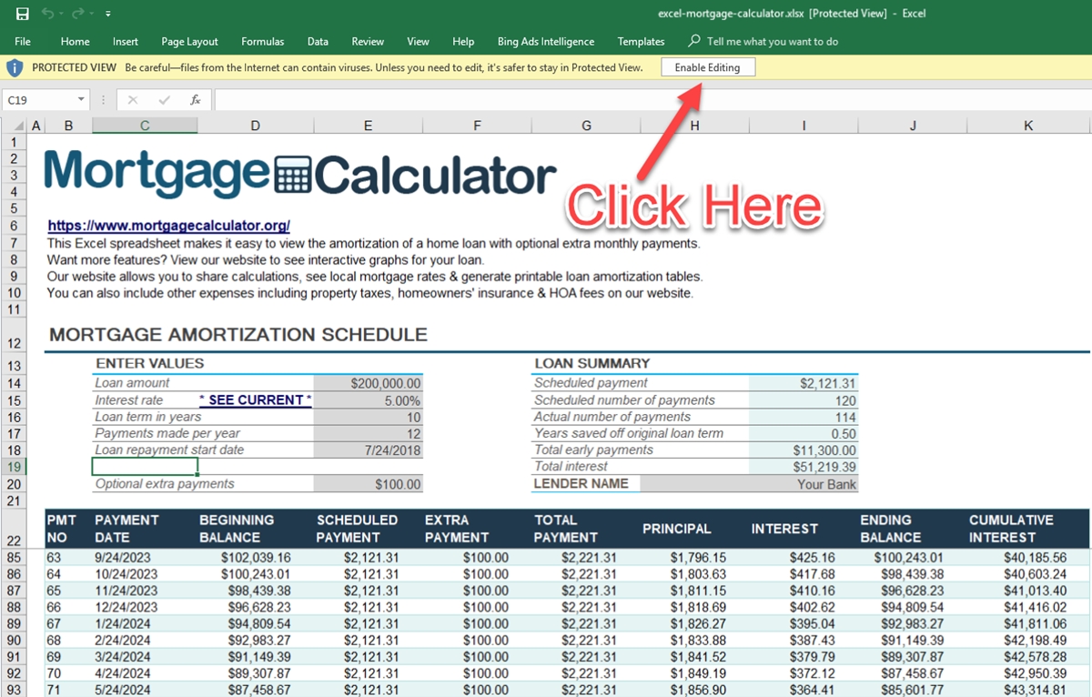 Download Microsoft Excel Mortgage Calculator Spreadsheet: Xlsx Excel for Sample Excel Spreadsheet With Year And Numbers