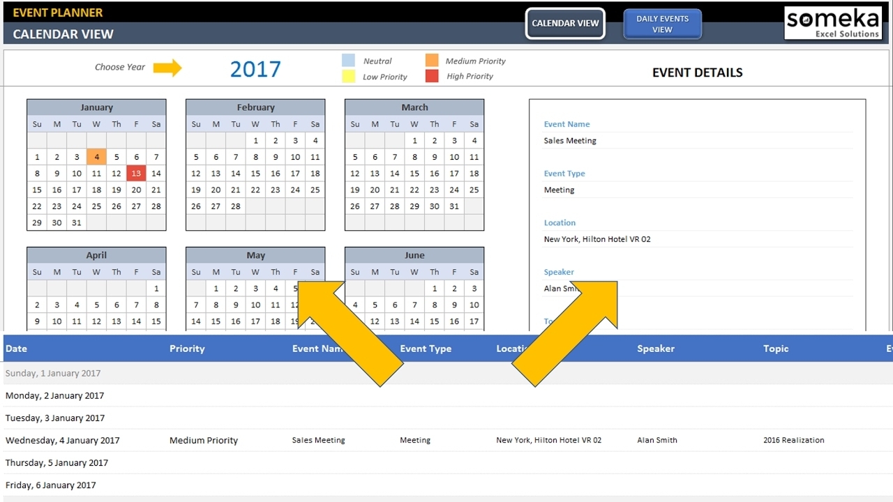 Dynamic Event Calendar - Excel Template - Youtube with regard to Outlook 2007 Calendar Event Template