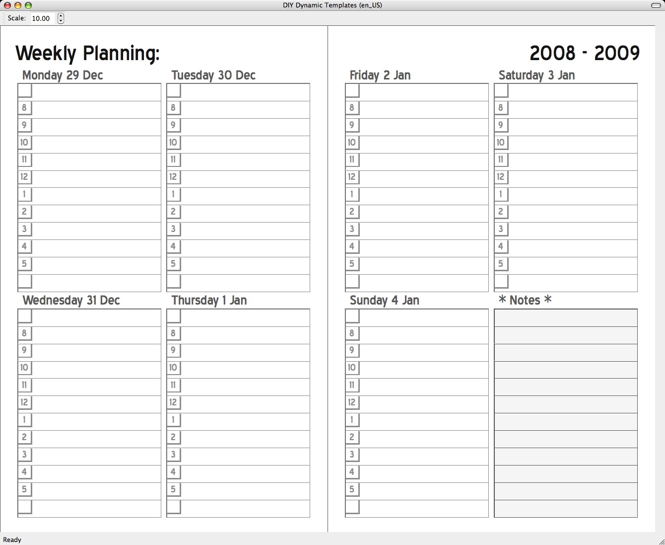 5X8 Calendar Planner Templates Printable