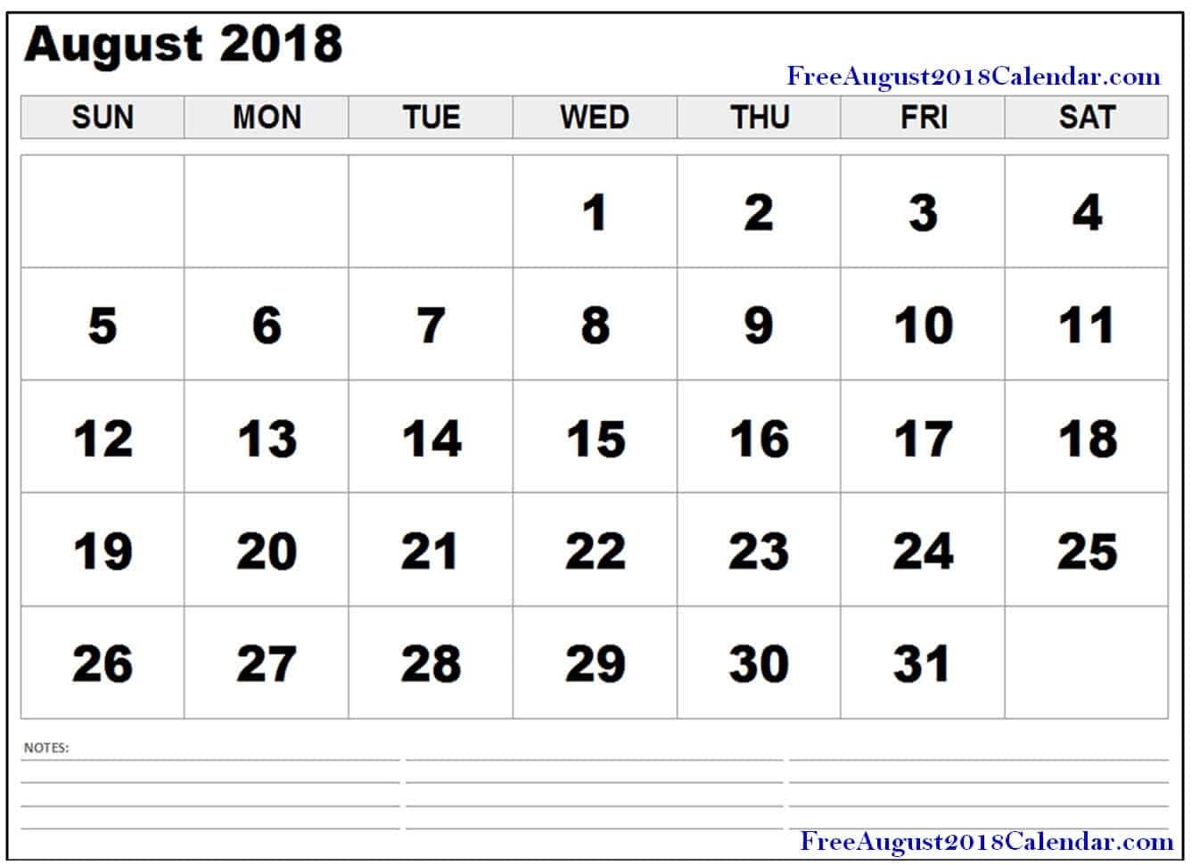 ✅ Top 25+ Free August 2018 Calendar Pdf Word Page Excel Landscape in Numbers Free Printable Calendar For August