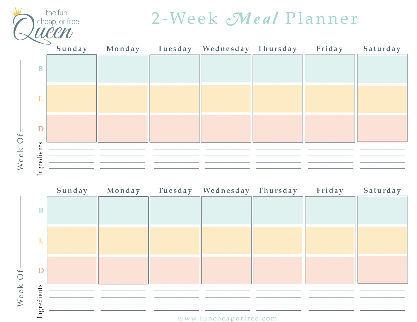 Easy Meal Plan Structure With Free Printables! - Fun Cheap Or Free intended for Calendar Weekly Menu Print Outs