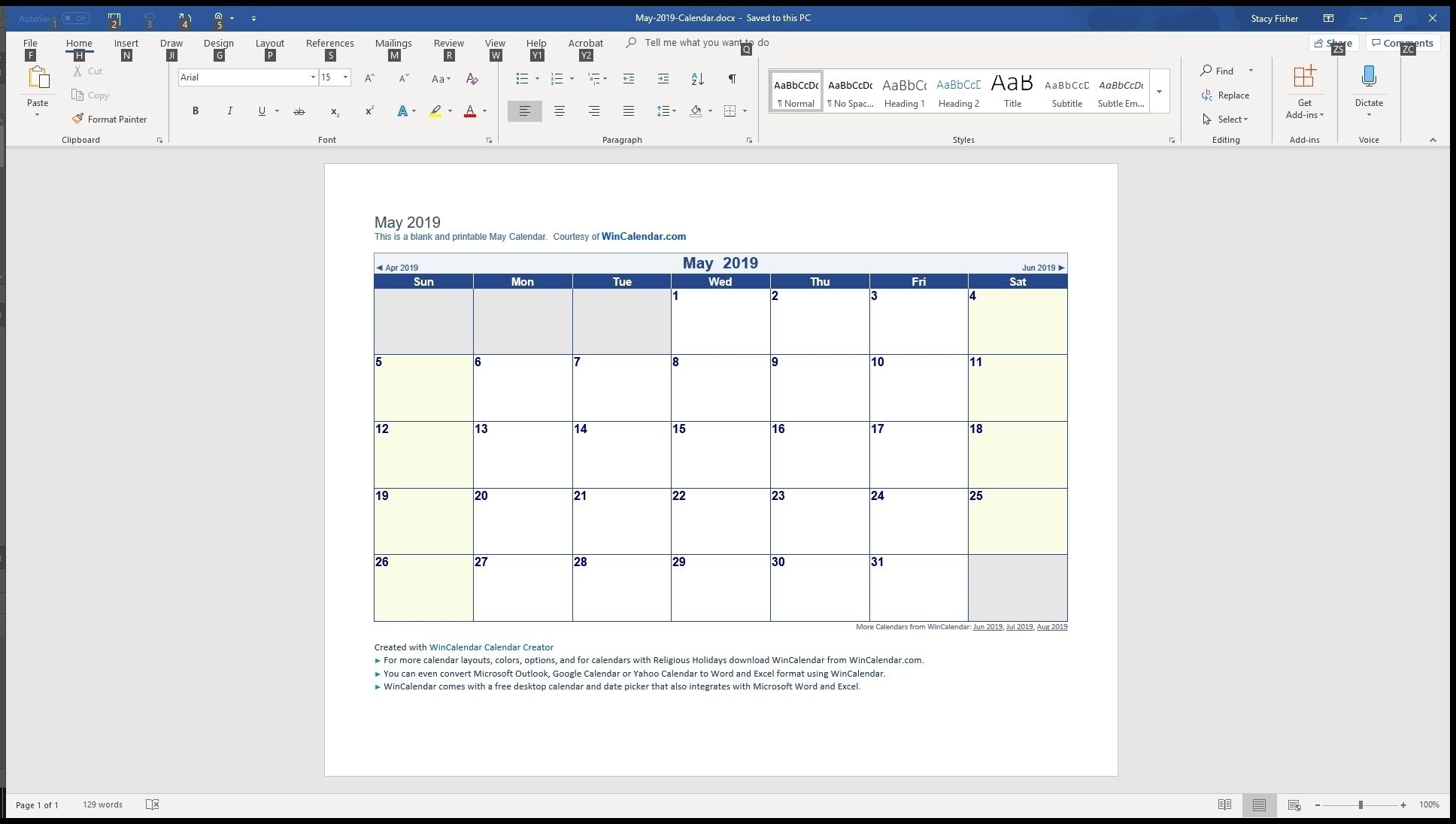 Free Monthly Calendar To Edit