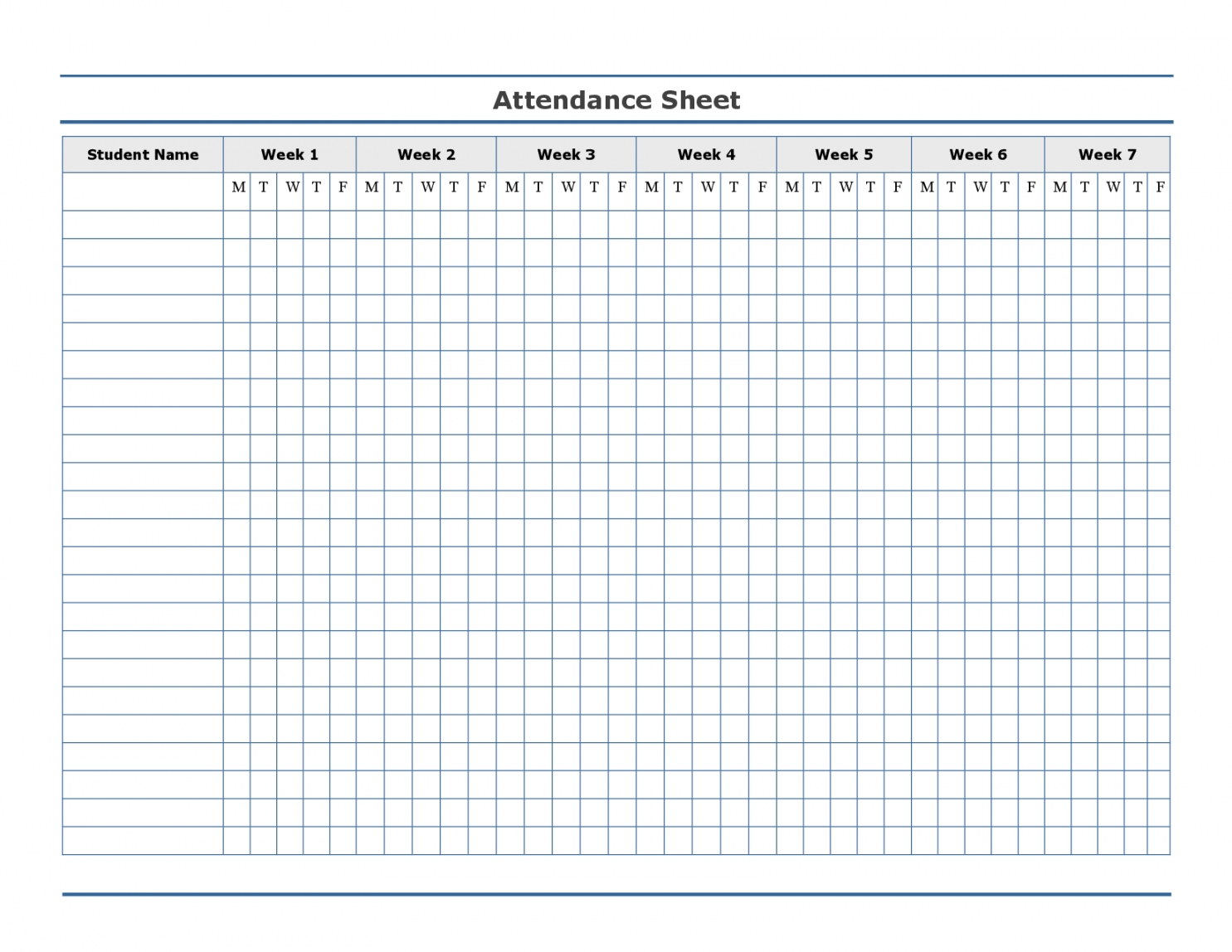 Editable Free Printable Attendance Sheet Template … Education in Day Care Attendance Sheet Template