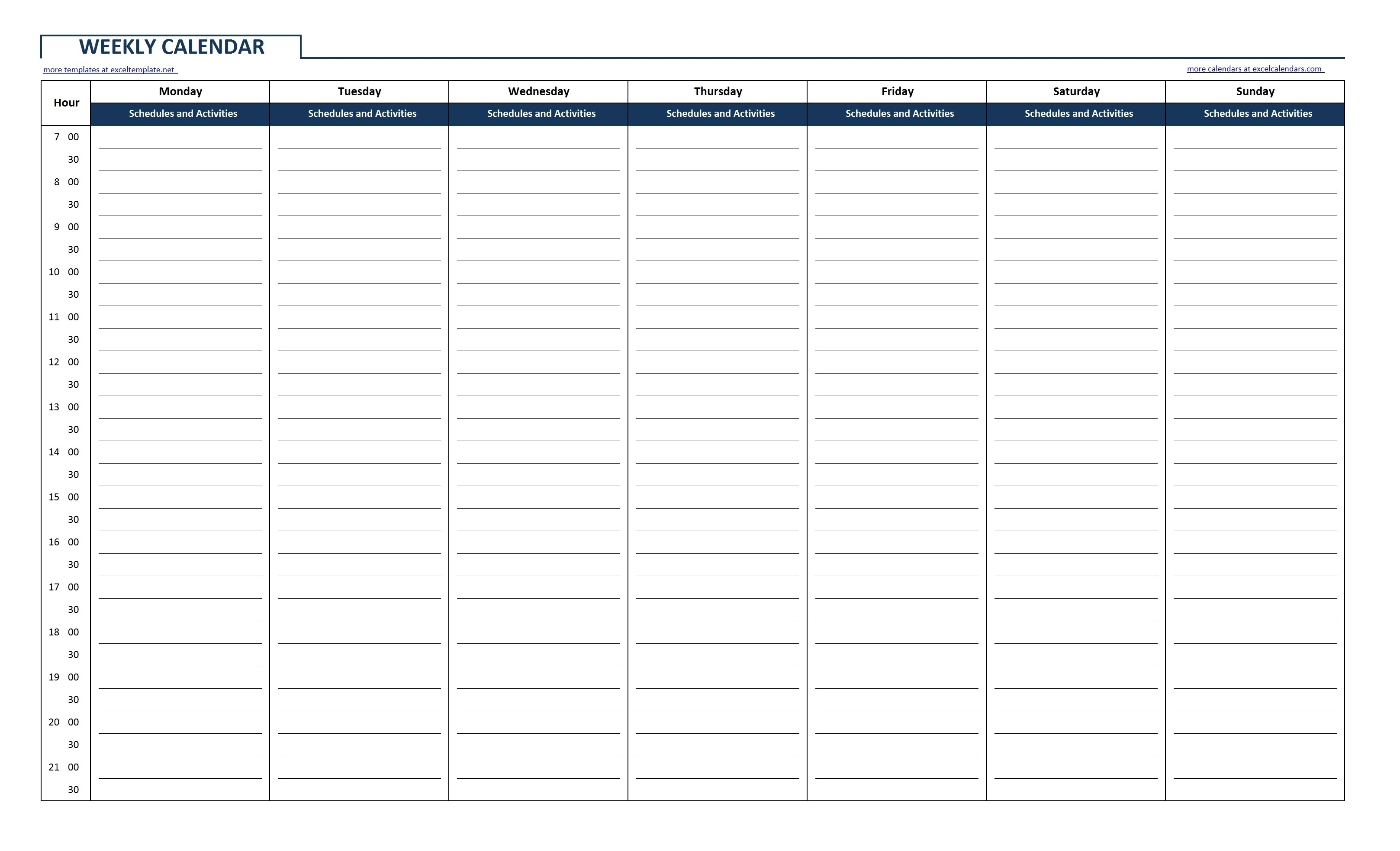 Editable Ily Schedule Template Calendar With Time Slots Blank Free inside Blank Schedule Template With Time Slots