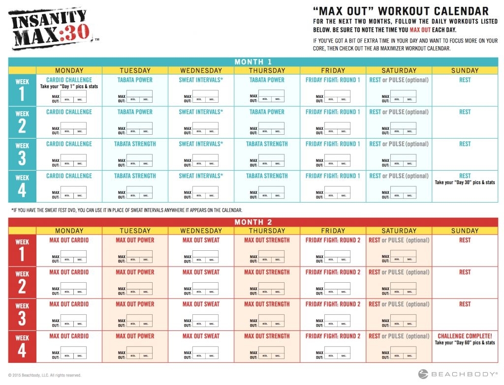 printable insanity workout wall calendar