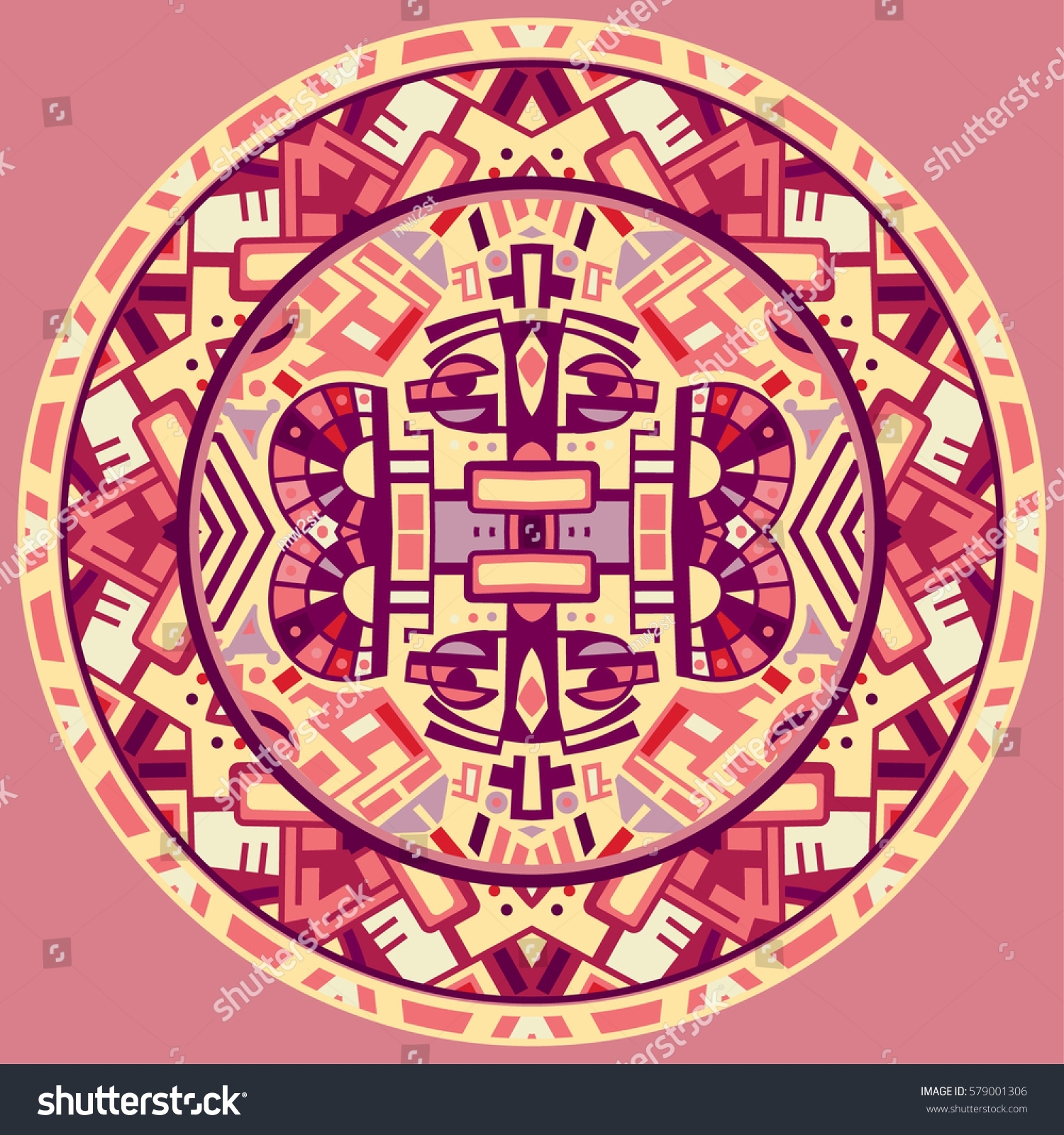 Ethnic Circle Reminiscent Mayan Calendar Stock Vector (Royalty Free with regard to Versions Of The Mayan Calendar