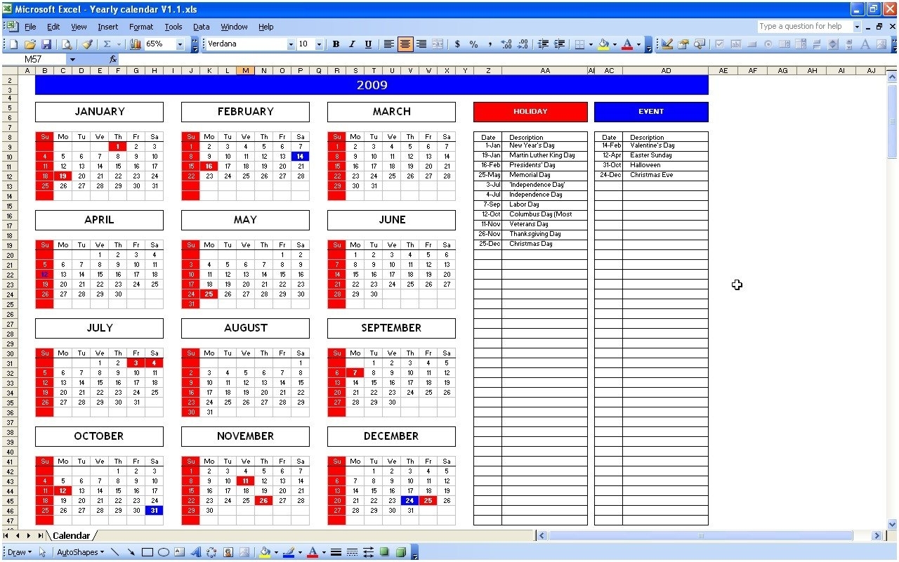 Event Calendar Template Excel To Download Or Print with Yearly Event Calendar Template Excel