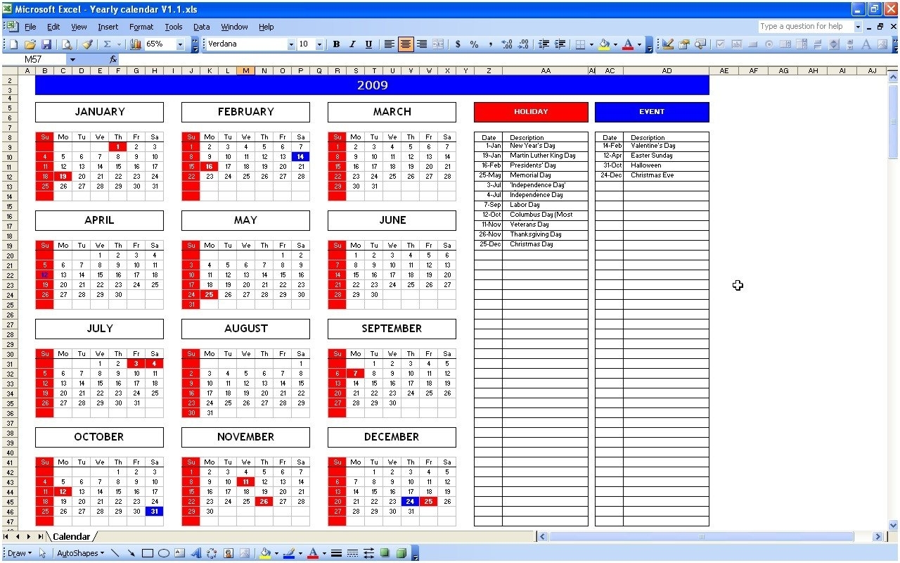 Event Calendar Excel Template Free