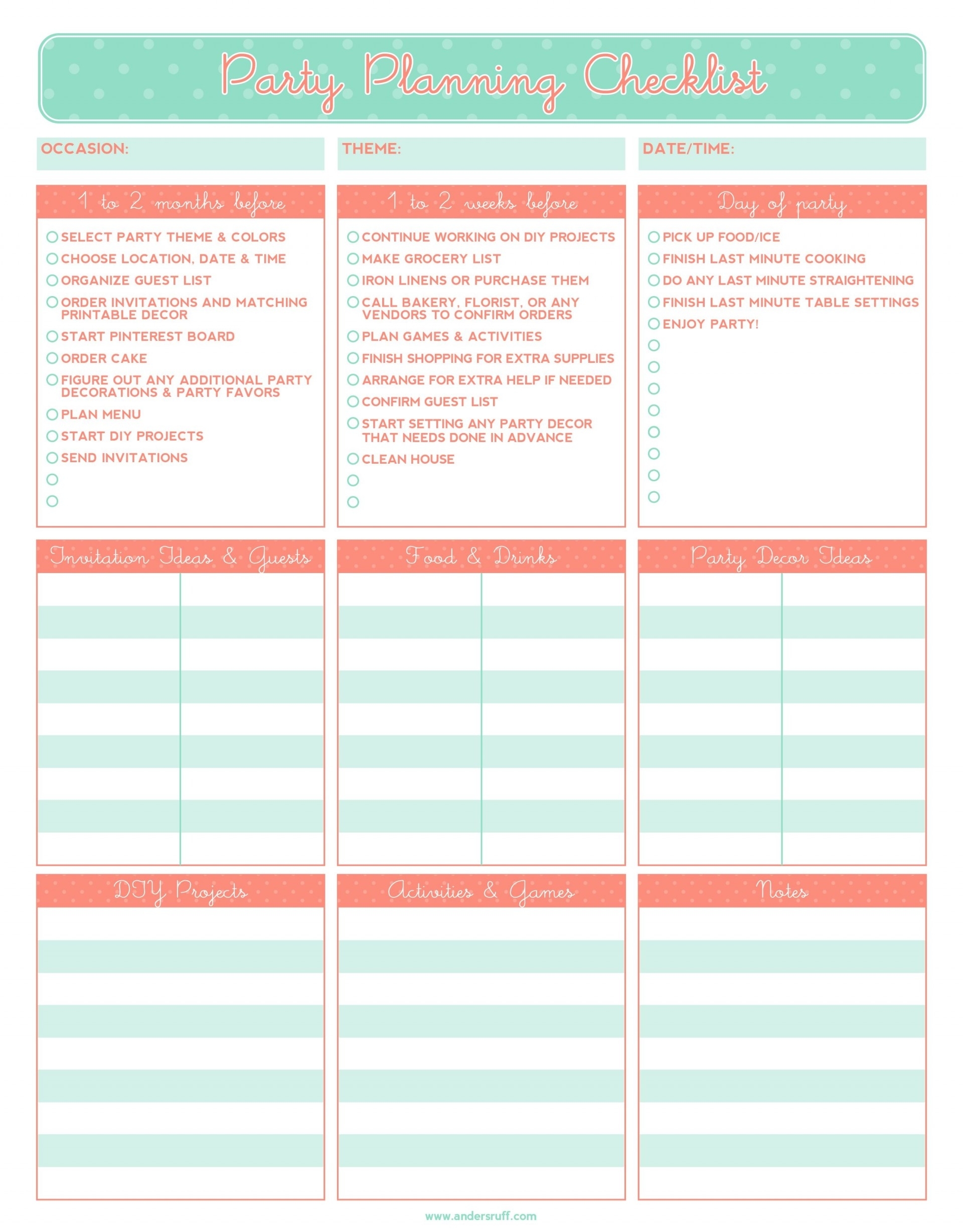 Planning Date Night Checklist Template