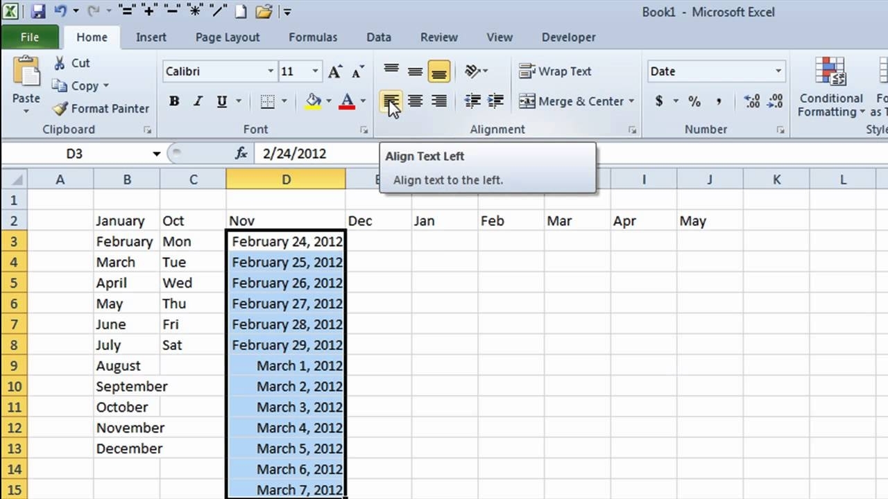 Excel Autofill - How To Quickly Enter Months, Days, Dates And in Numbers Days Of The Month