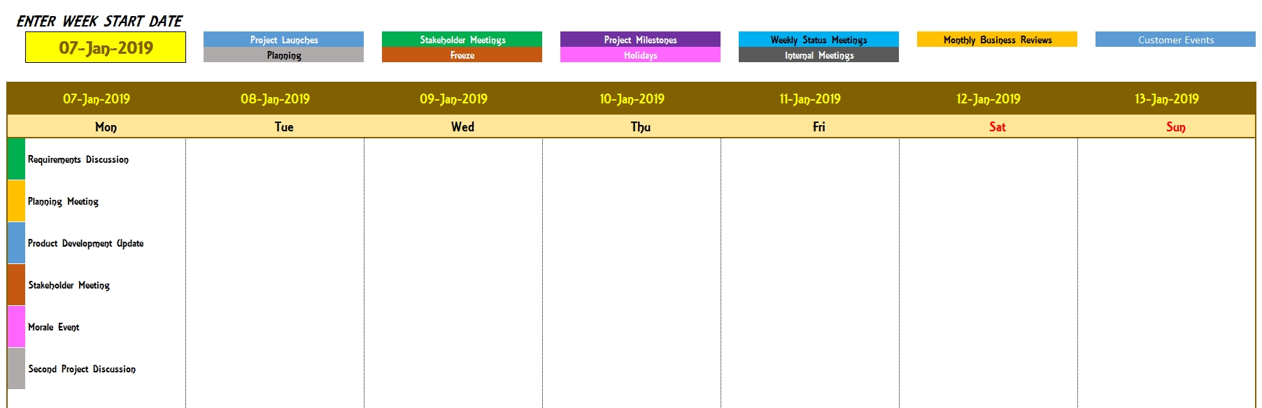 Excel Calendar Template - Excel Calendar 2019, 2020 Or Any Year inside Annual Event Calendar Template Excel