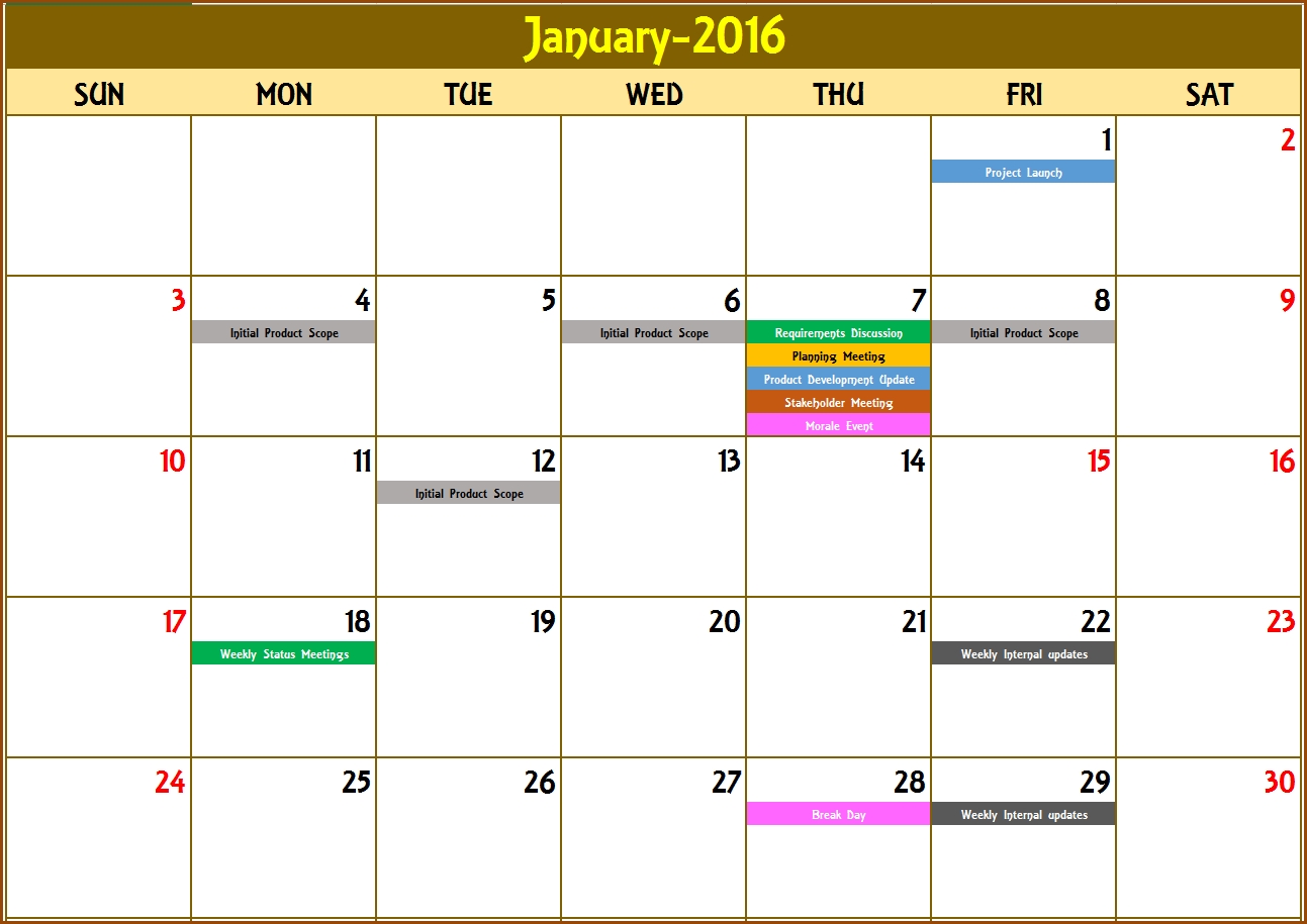 Excel Calendar Template - Excel Calendar 2019, 2020 Or Any Year inside Monthly Event Calendar Template Excel