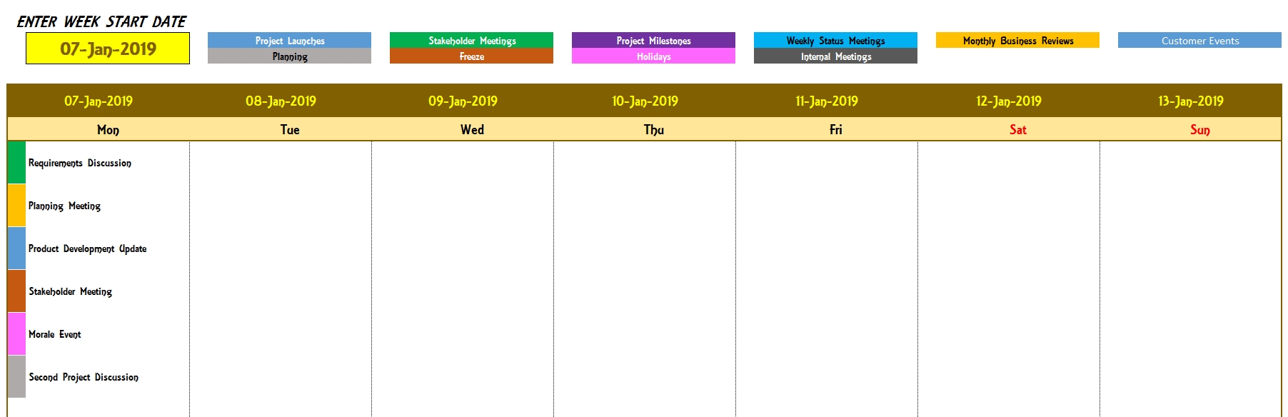 Excel Calendar Template - Excel Calendar 2019, 2020 Or Any Year pertaining to Template For Montlhy Calendar Of Events