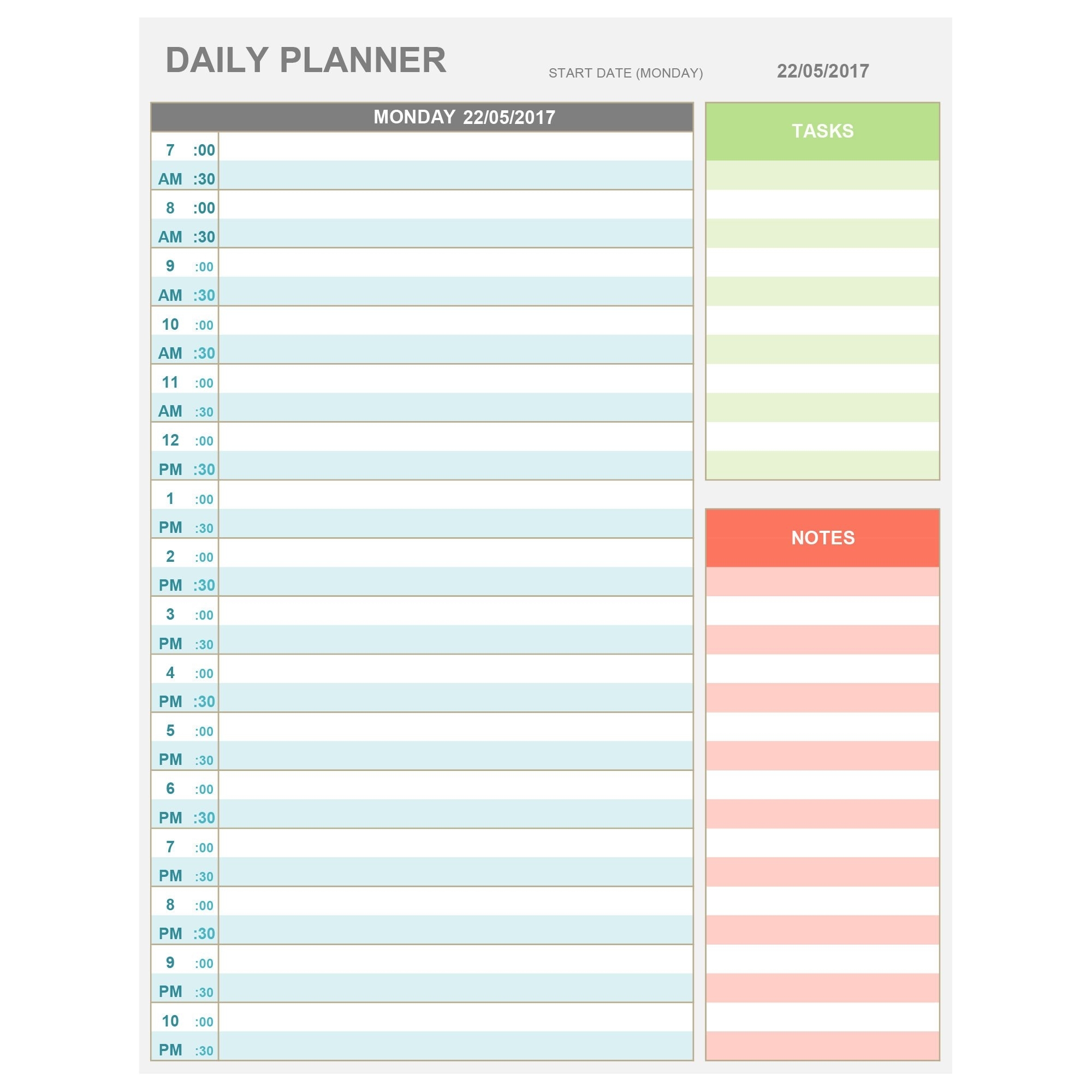 Excel Daily Hourly Planner Printable &amp; Editable. Daily | Etsy regarding Free Printable Hourly Weekly Schedule Pdf