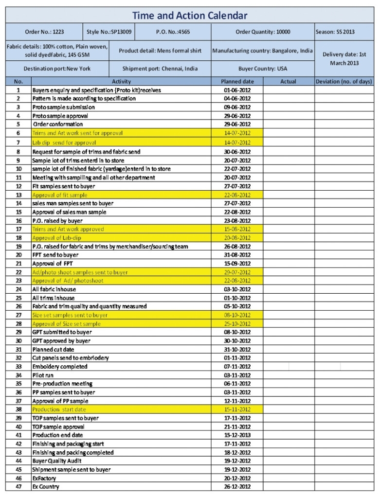 Fashion Merchandising: Time And Action Calendar throughout Action Time And Calendar Templates