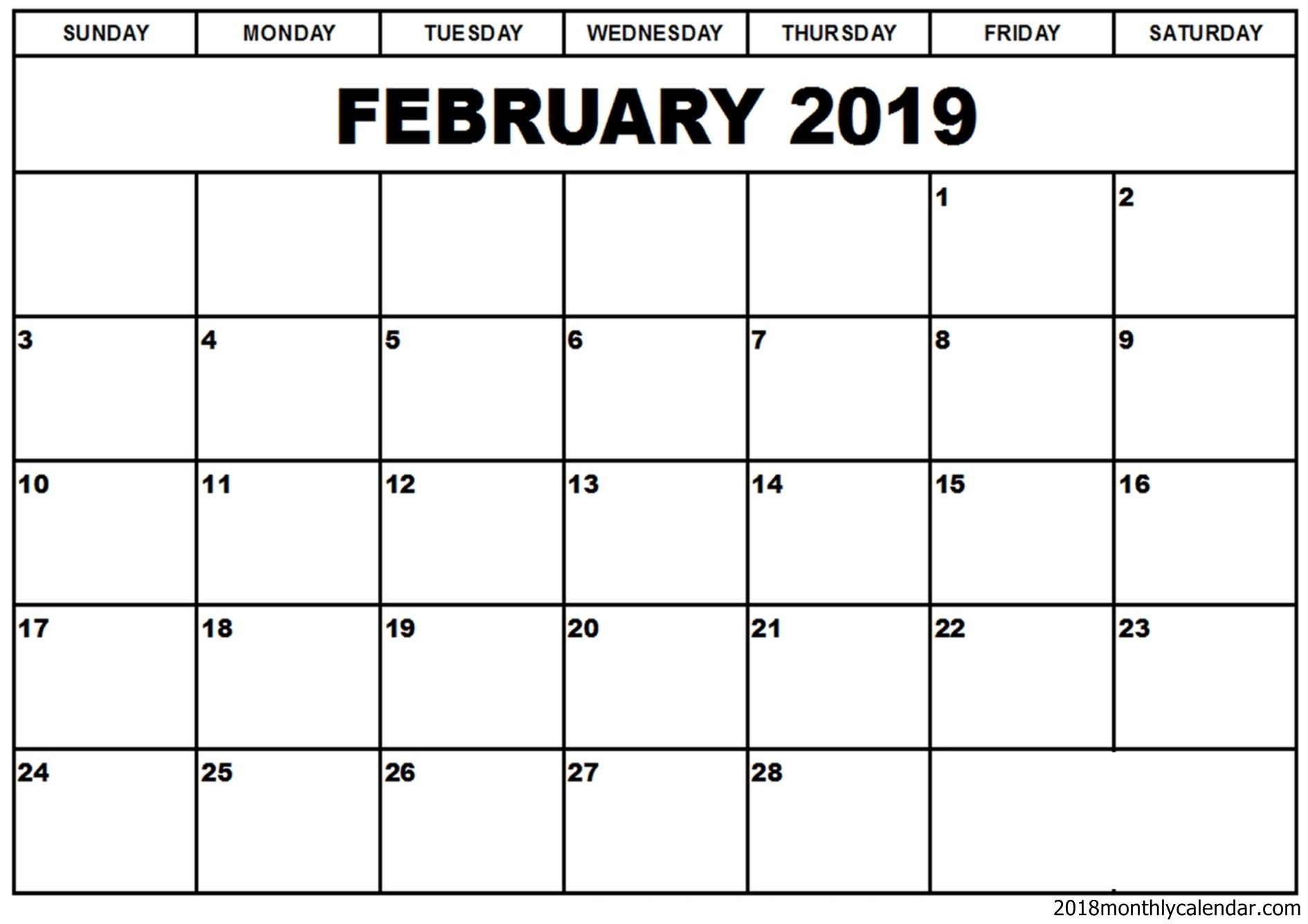 February 2019 Calendar Word Template | Free Printable Monthly with 12 Month Calendar Word Template