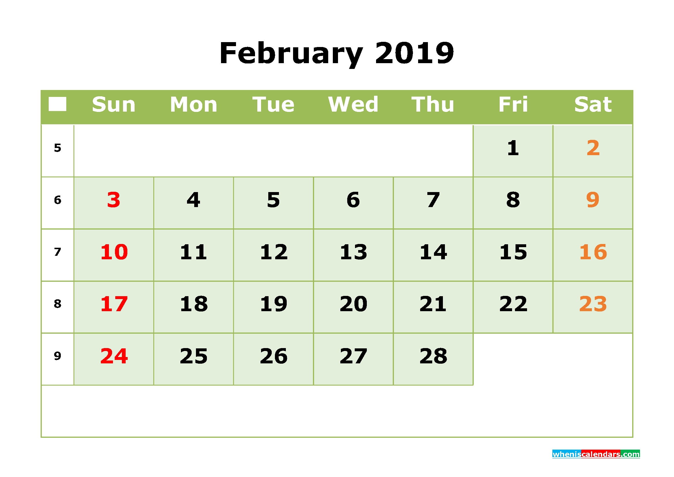 February 2019 Printable Calendar Monthmonth Calendar Template pertaining to Printable Calendar Month By Month