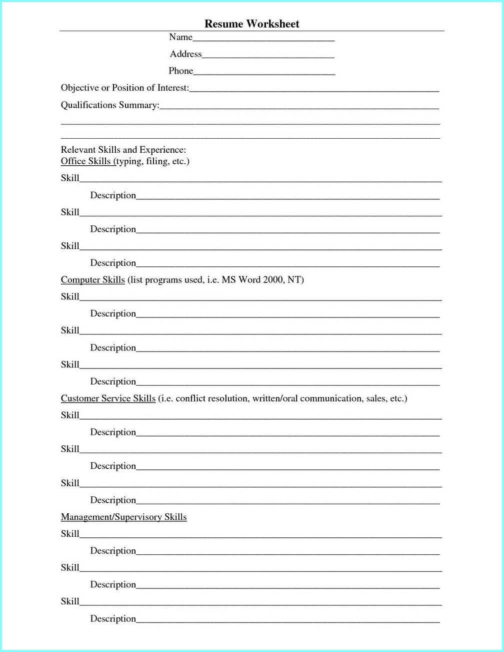 Fill In The Blank Resume Template For Highschool Students - Resume with regard to Fill In The Blank Template