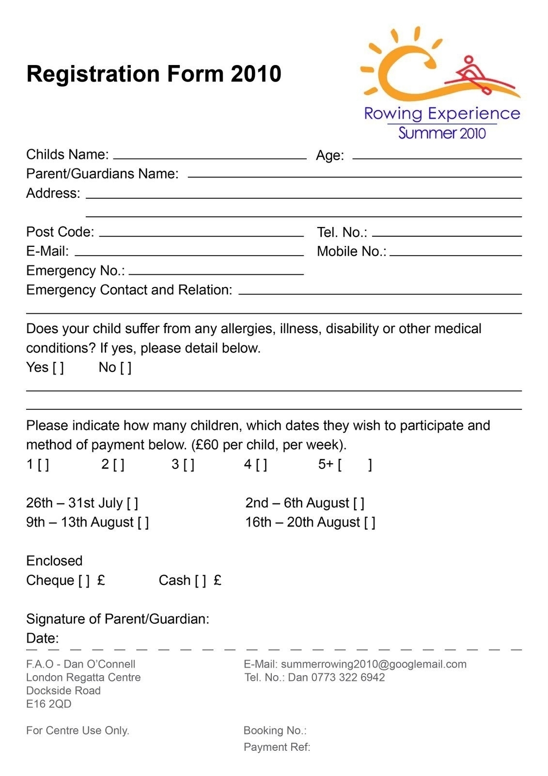Form Summer Camp Registration Forms Template Frequently Used within Free Download Blank Summer Camp Application