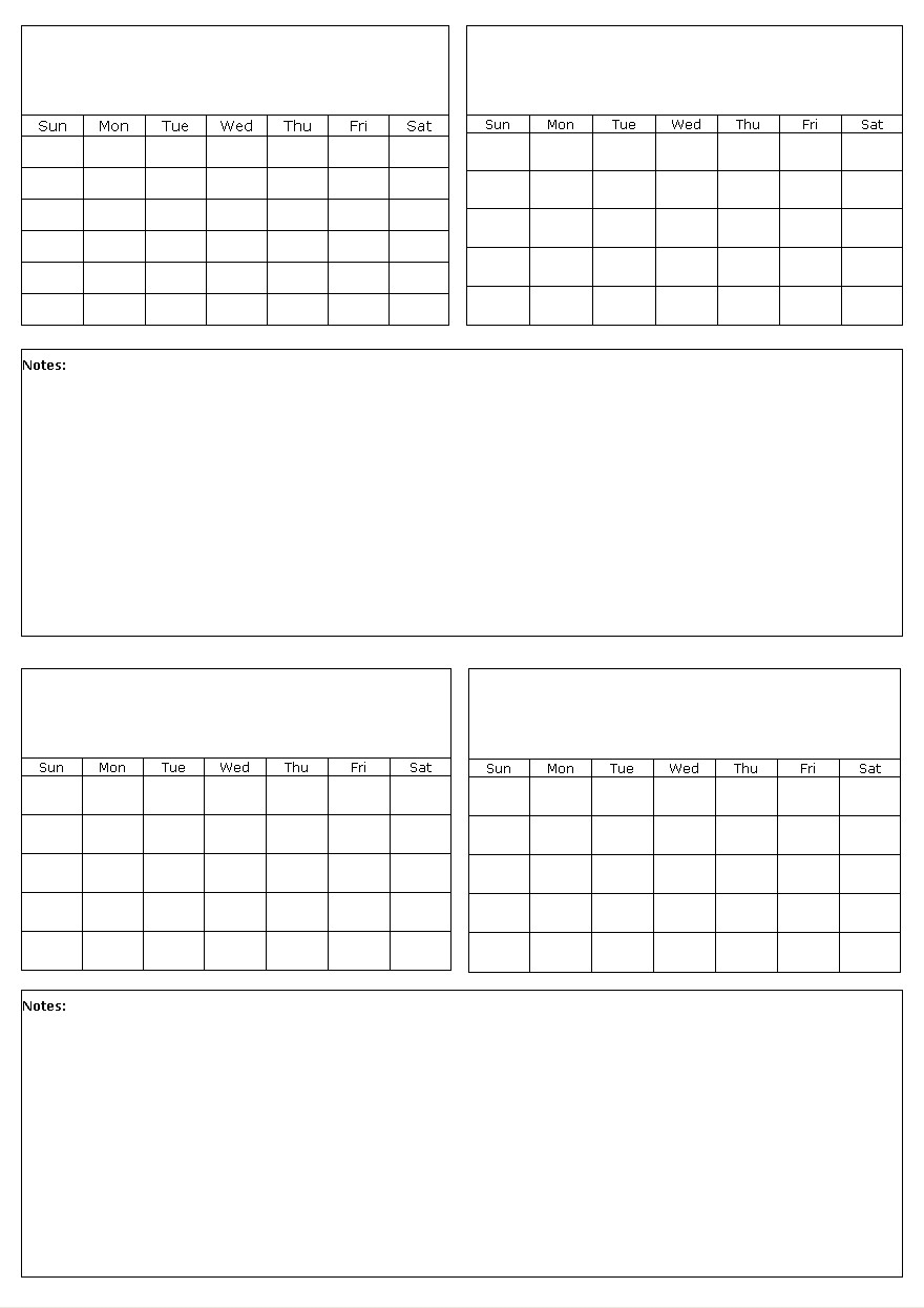 Four Months On A Page Blank Calendar Template intended for Blank Four Month Calendar Template