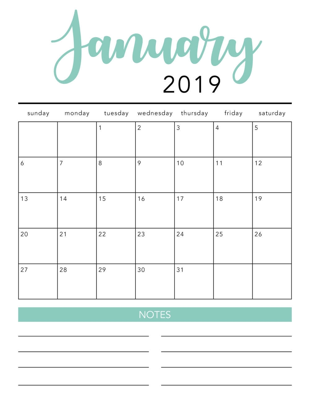 Free 2019 Printable Calendar Template (2 Colors!) - I Heart Naptime with Free Printable Calendar Templates Month