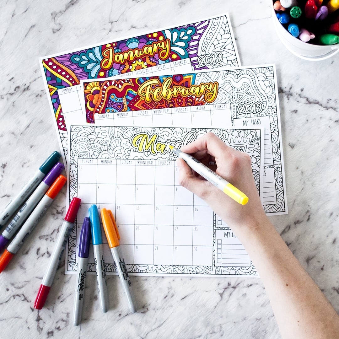 Free 2019 Printable Coloring Calendar -Sarah Renae Clark with regard to Free Coloring Calendars For June