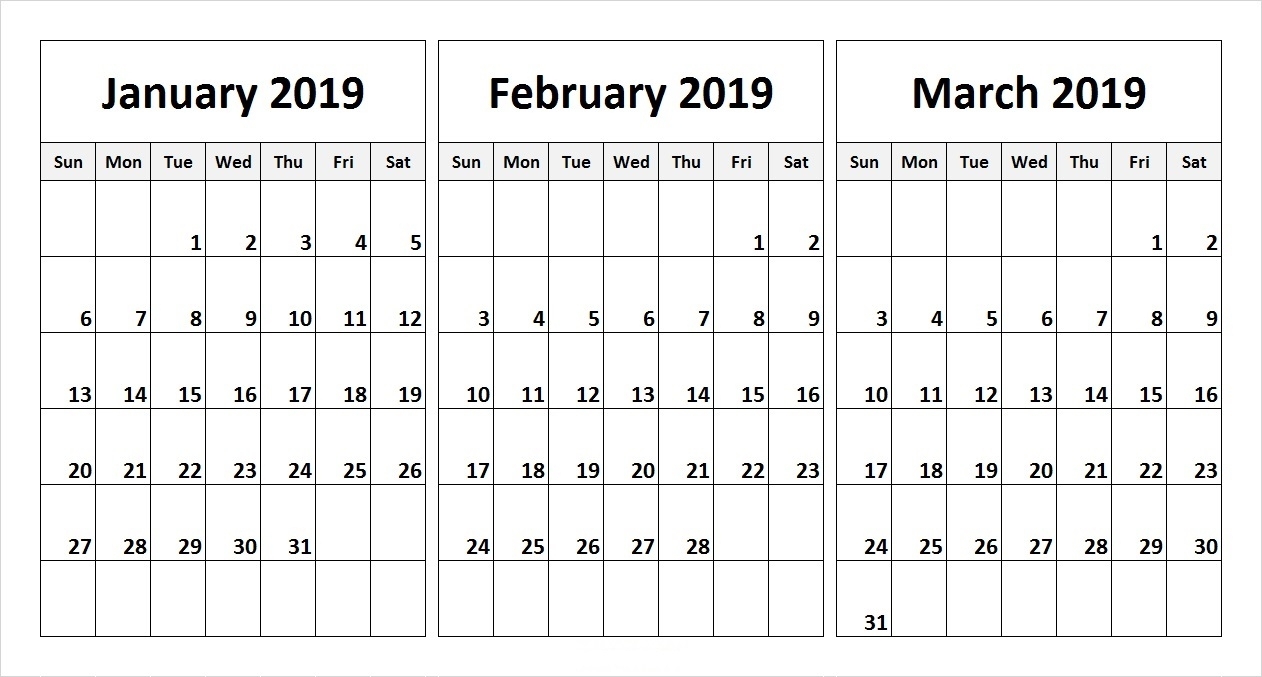 Free 2019 Three Month Printable Calendar Templates | Free Printable pertaining to Free Three Month Printable Calendar Pages