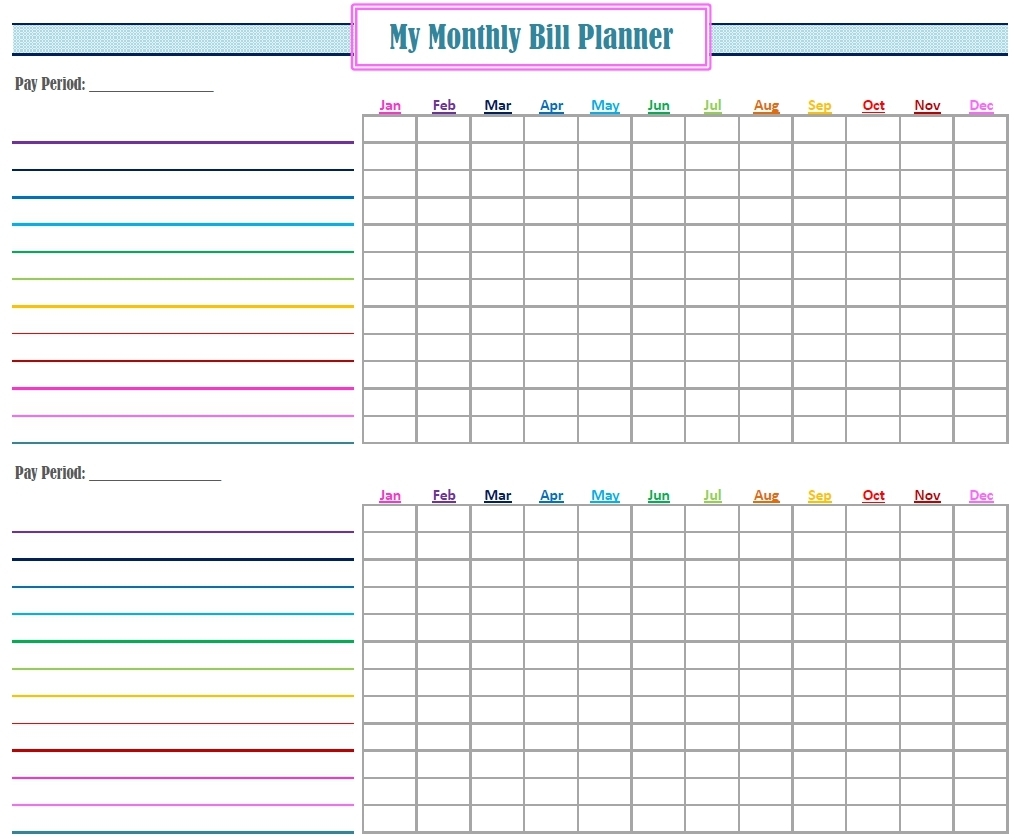 Free Bill Calendar | Printable Calendar Templates 2019 pertaining to Blank Bill Calendar Printable Colorful