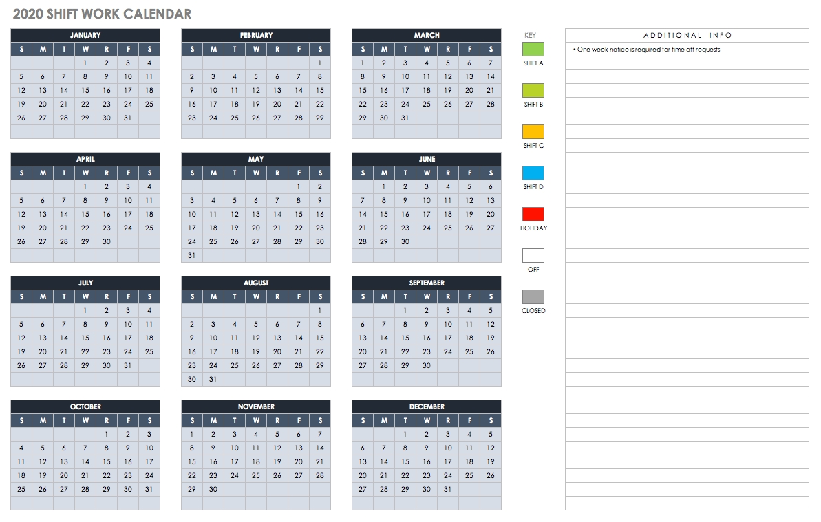 Free Blank Calendar Templates - Smartsheet with regard to 4 Week Blank Rotating Schedule Calendar