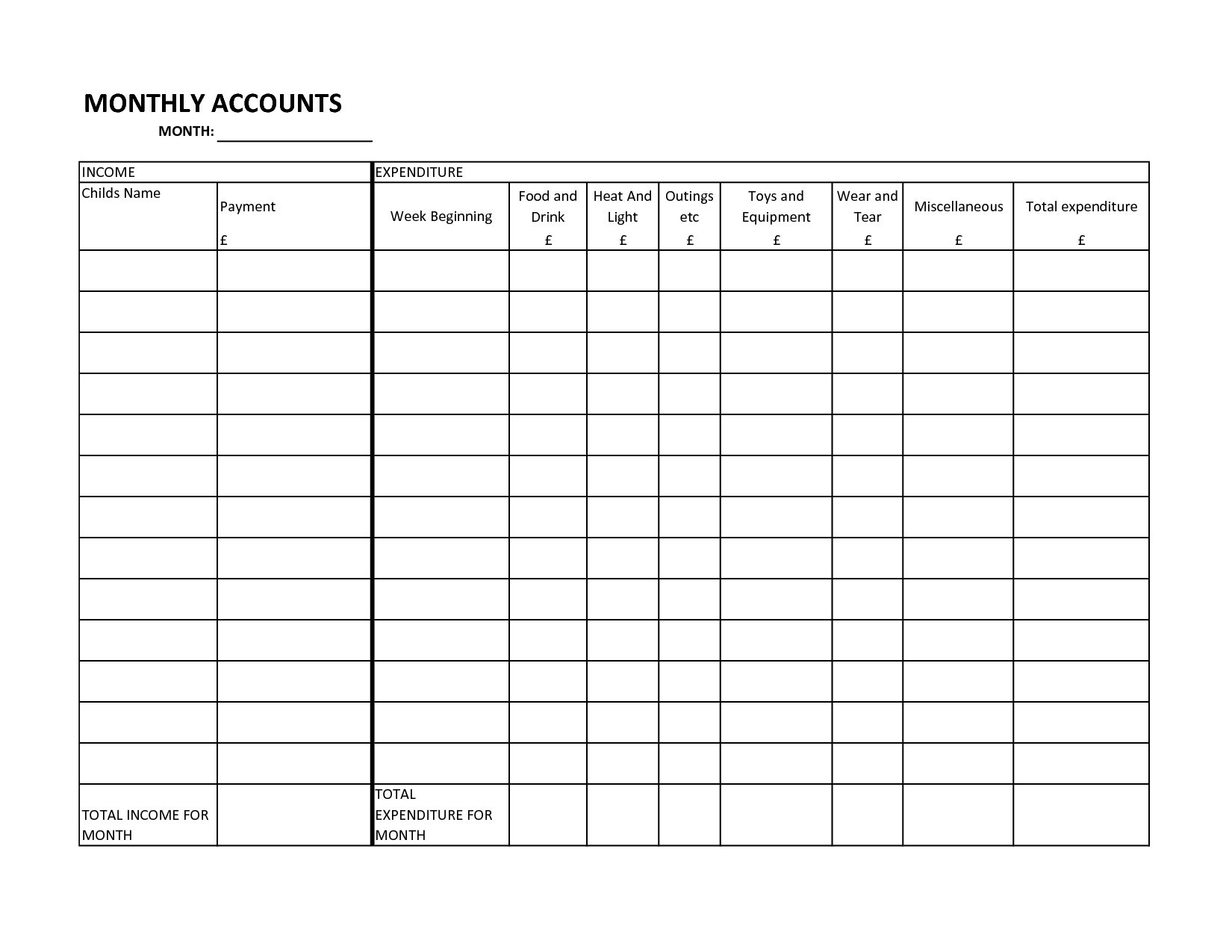Free Blank Monthly Bill Organizer And Log Spreadsheet Template : Violeet inside Blank Monthly Bill Organizer Printable