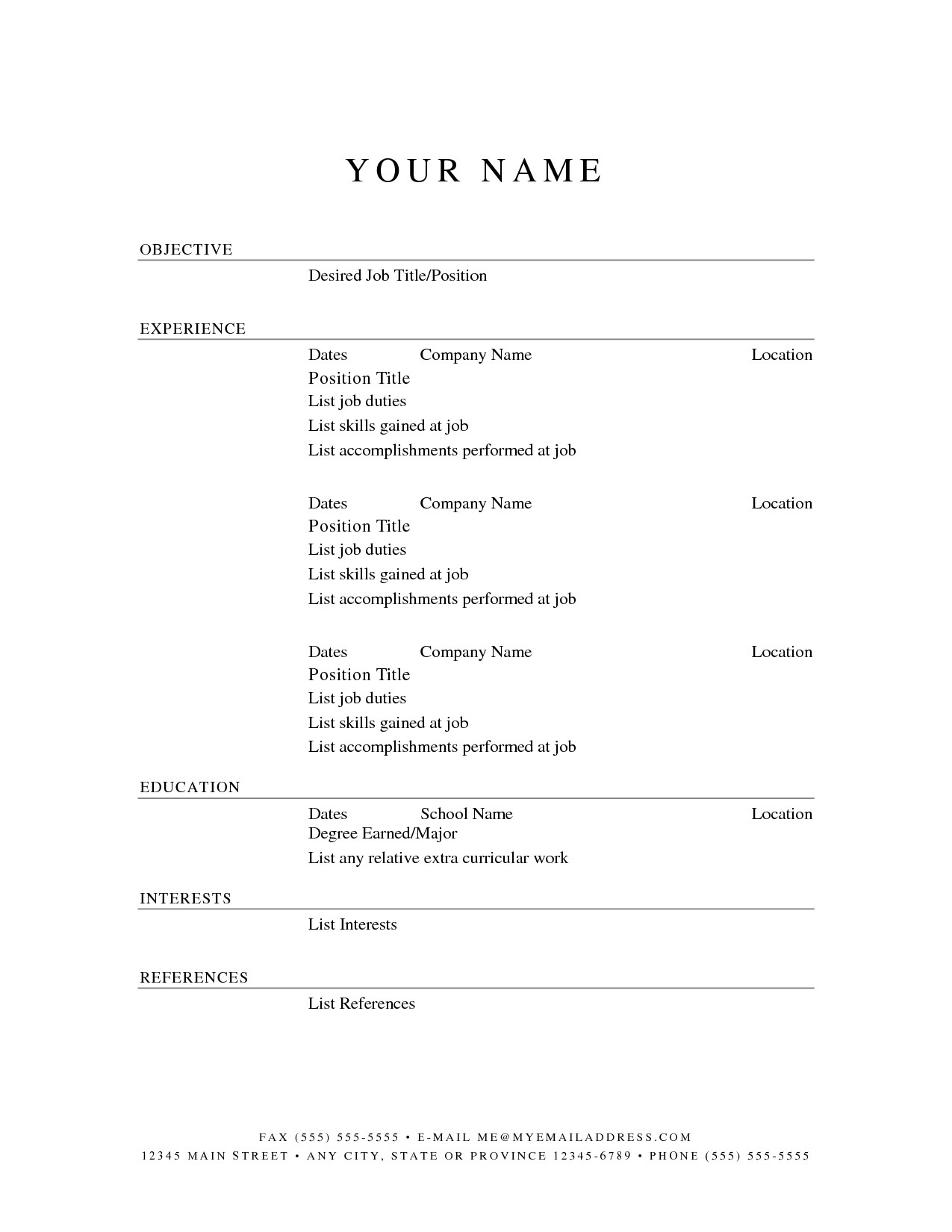 Free Blank Resume Templates Printable - Breadandrosesfoodcoop pertaining to Free Blank Templates To Print