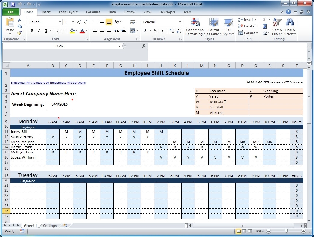 Free Employee And Shift Schedule Templates within 4 Week Blank Rotating Schedule Calendar