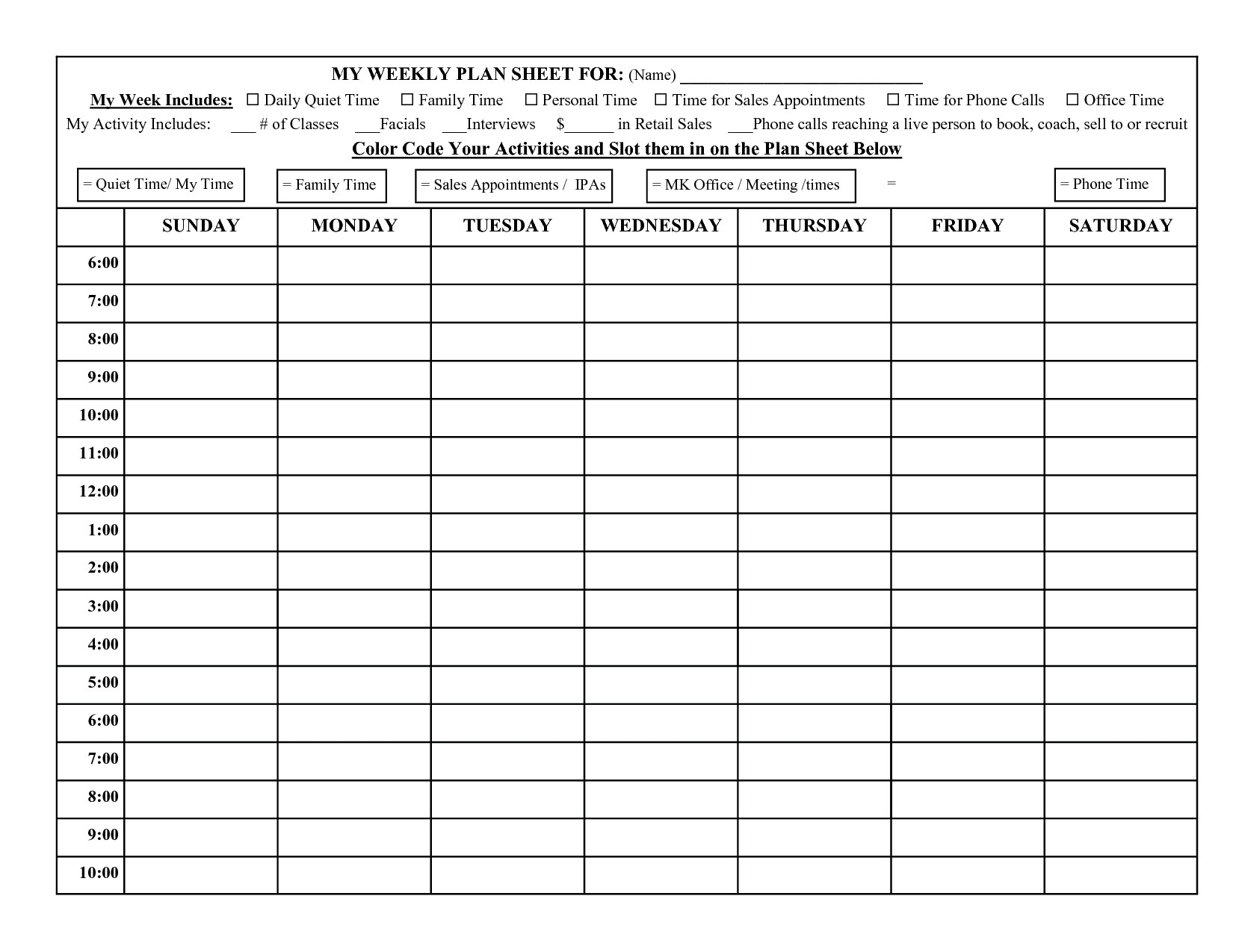 Free Hour Schedule Template Weekly Blank Calendar Printable Days for Hour By Hour Blank Calendars